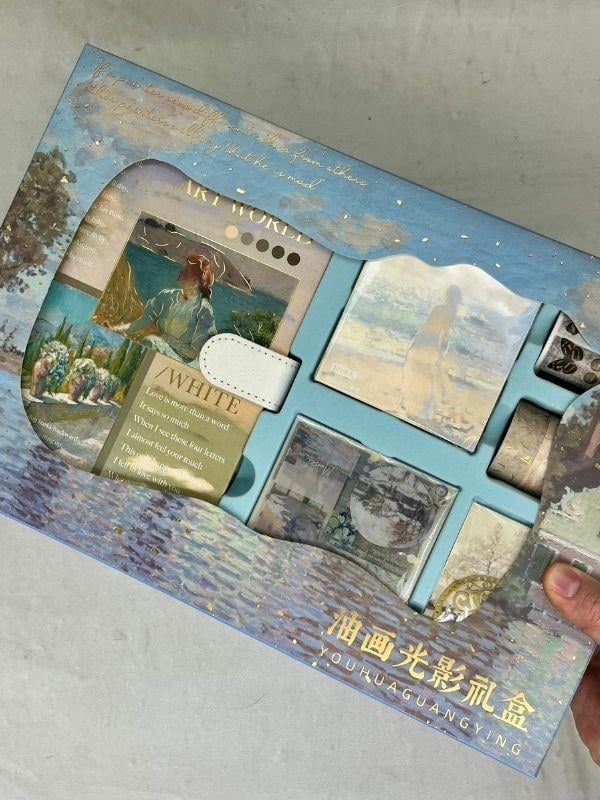 Claude Monet Gardeners House at Antibes Açık Mavi Kutu Defter Seti/Hediye Set/Notebook /Bullet Journal