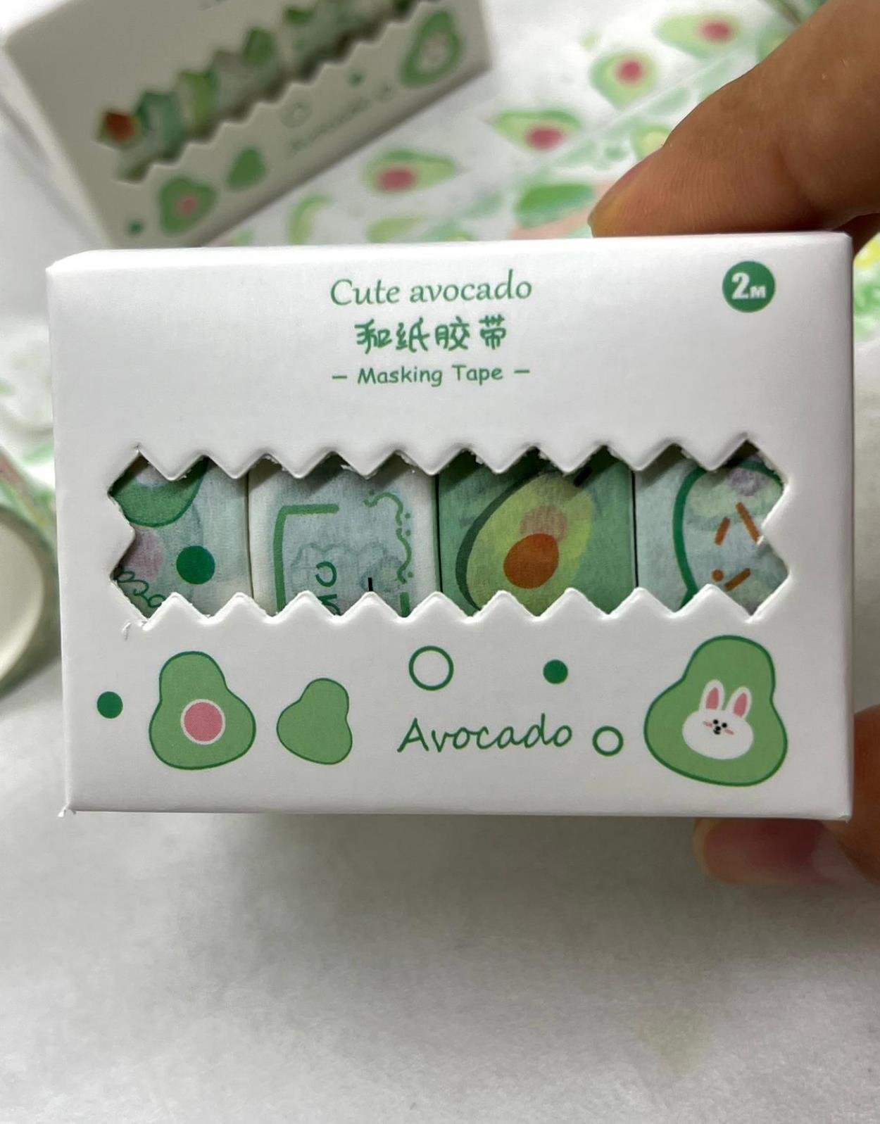 Cute Avocado Beyaz  4'lü Washi Bant Set / Washi Tape / Bullet Journal / Scrapbook