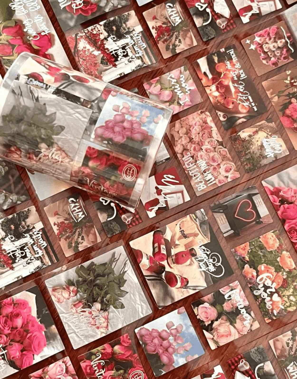 Garden Path Pembe Çiçekler Tek Tek Çıkartmalı Pul Washi Bant / Sticker / Çıkartma/Bullet Journal