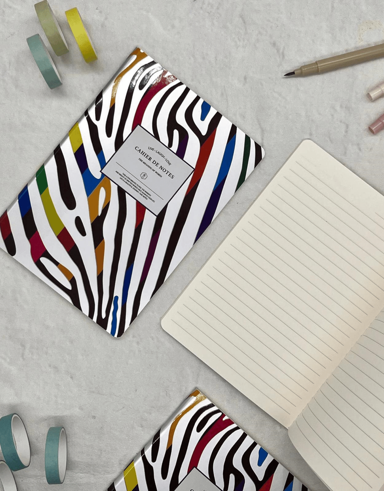 Zebra Desenli Çok Renkli Çizgili 40 Yaprak  Defter / Notebook / Okul Defteri