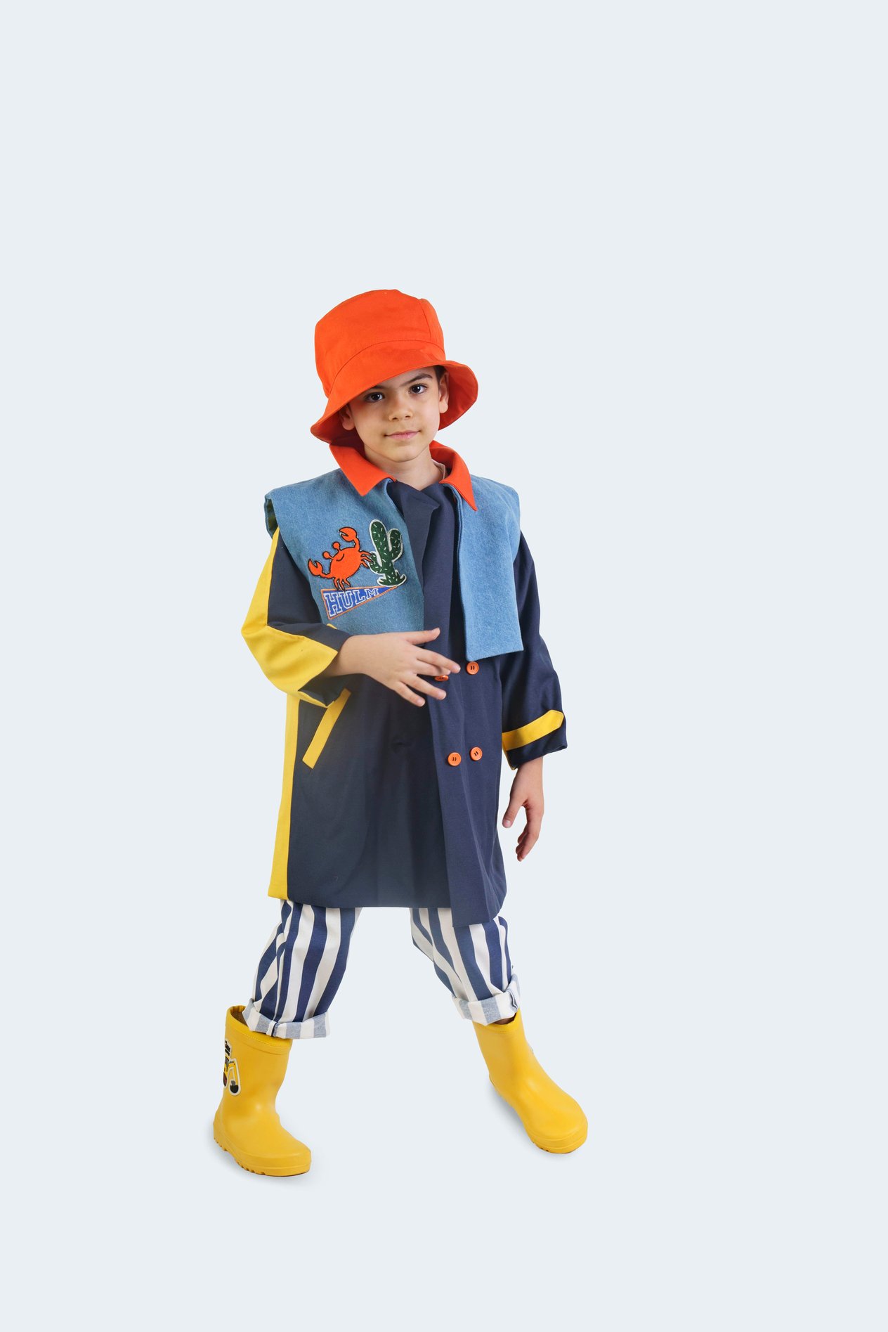 Çok Renkli Denim Garnili Trench