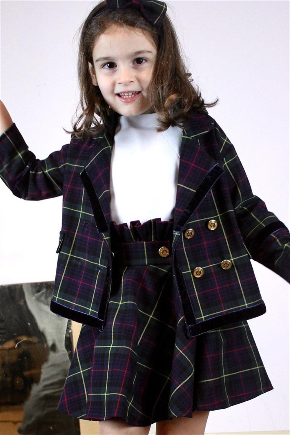 Ekose Blazer Kız Çocuk Ceket