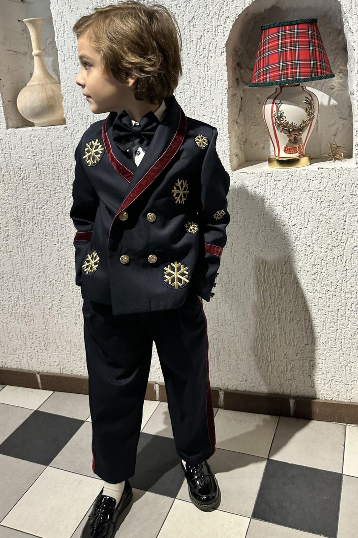 Gold Kar Nakışlı Erkek Çocuk Ceket