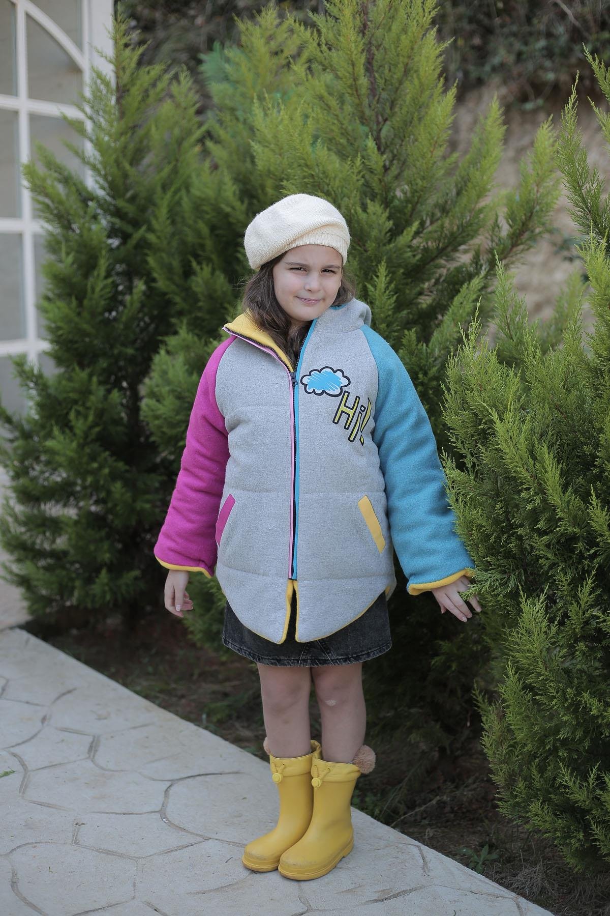 İçi Elyaf ve Polar Astarlı Kız Çocuk Kaban