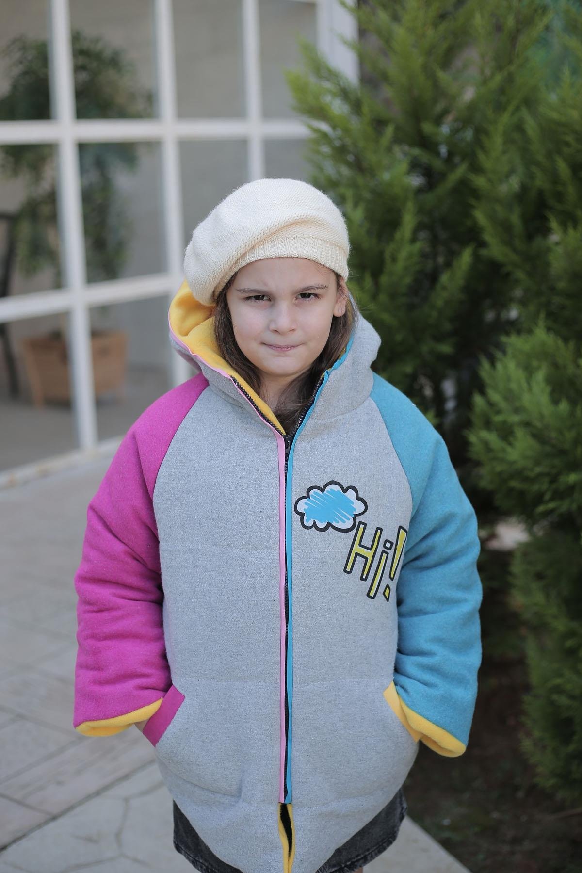 İçi Elyaf ve Polar Astarlı Kız Çocuk Kaban