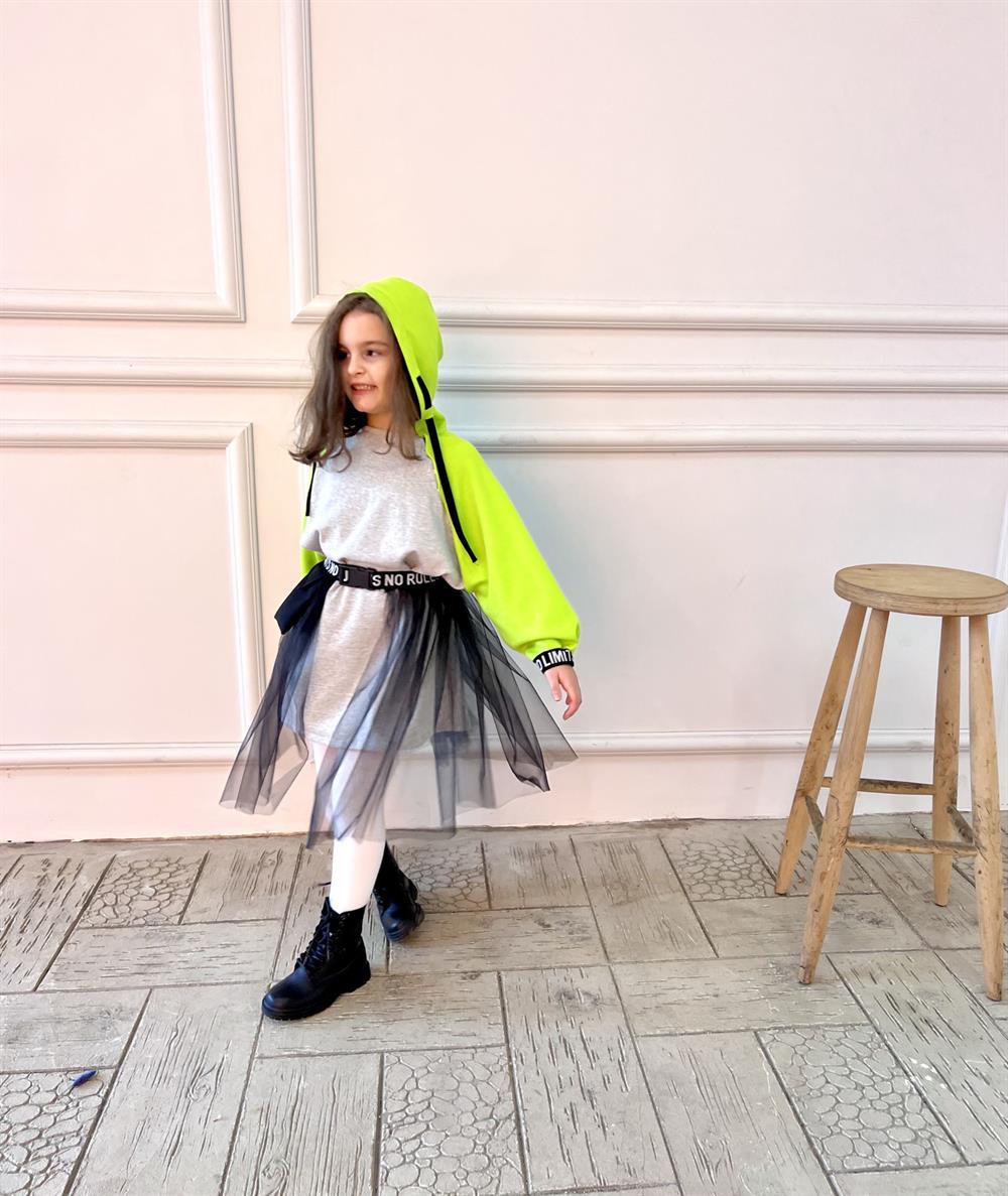 Tütü Detaylı Kız Çocuk Sweat Elbise