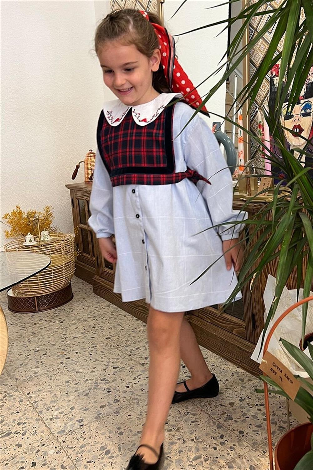 Yakalı Set Kız Çocuk Elbisesi