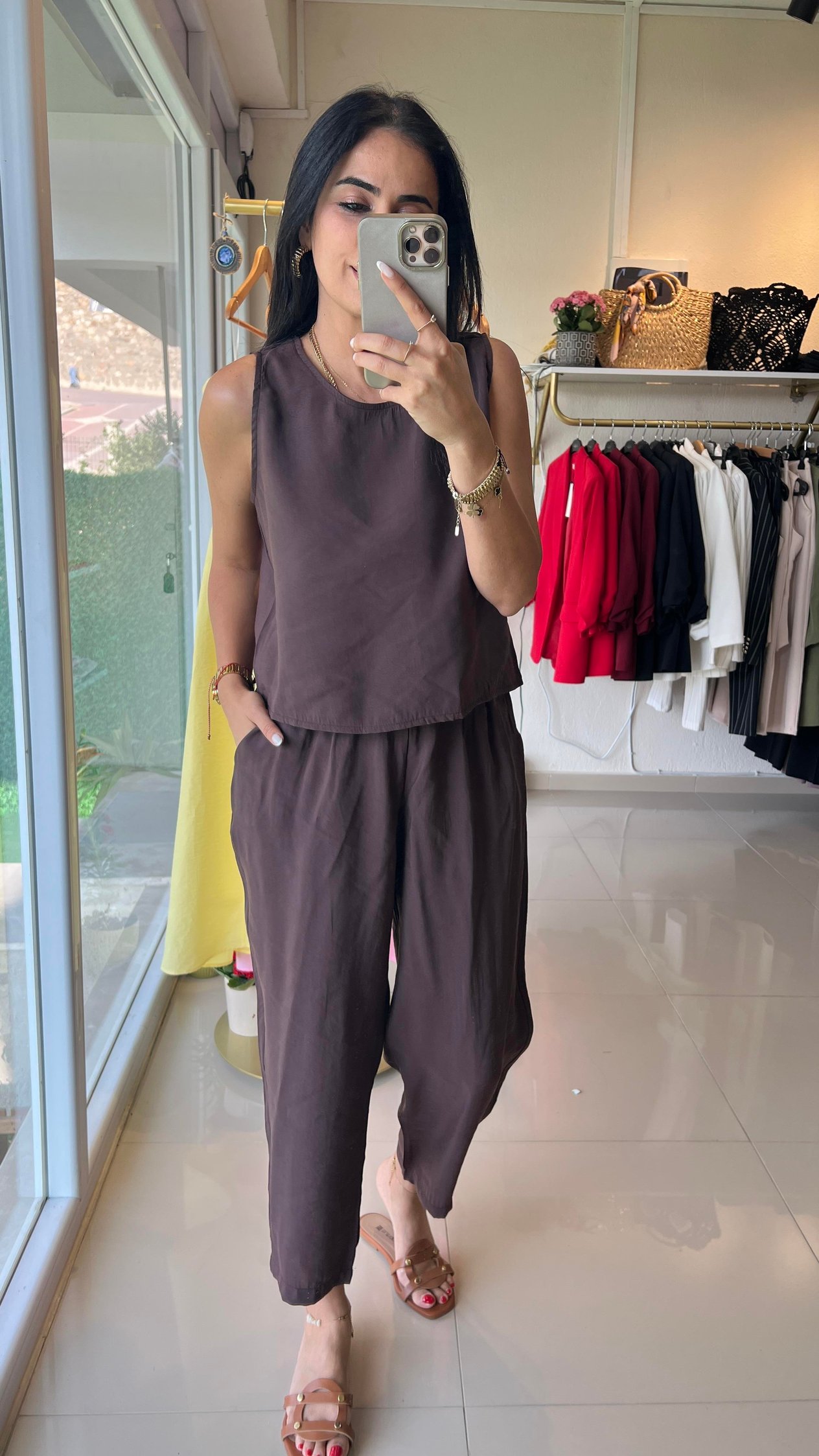 3089 Sofie Bluz Pantolon Takım Kahve