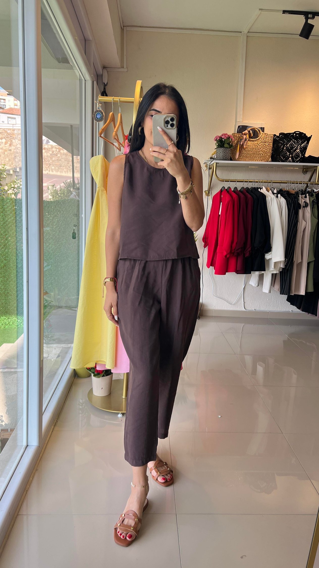 3089 Sofie Bluz Pantolon Takım Kahve