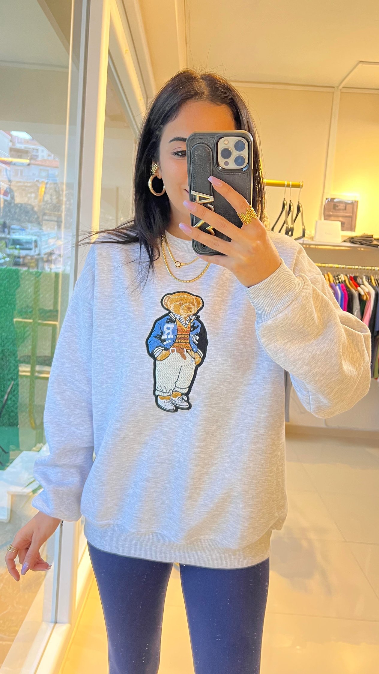 3162 NAKIŞLI SWEAT GRİ