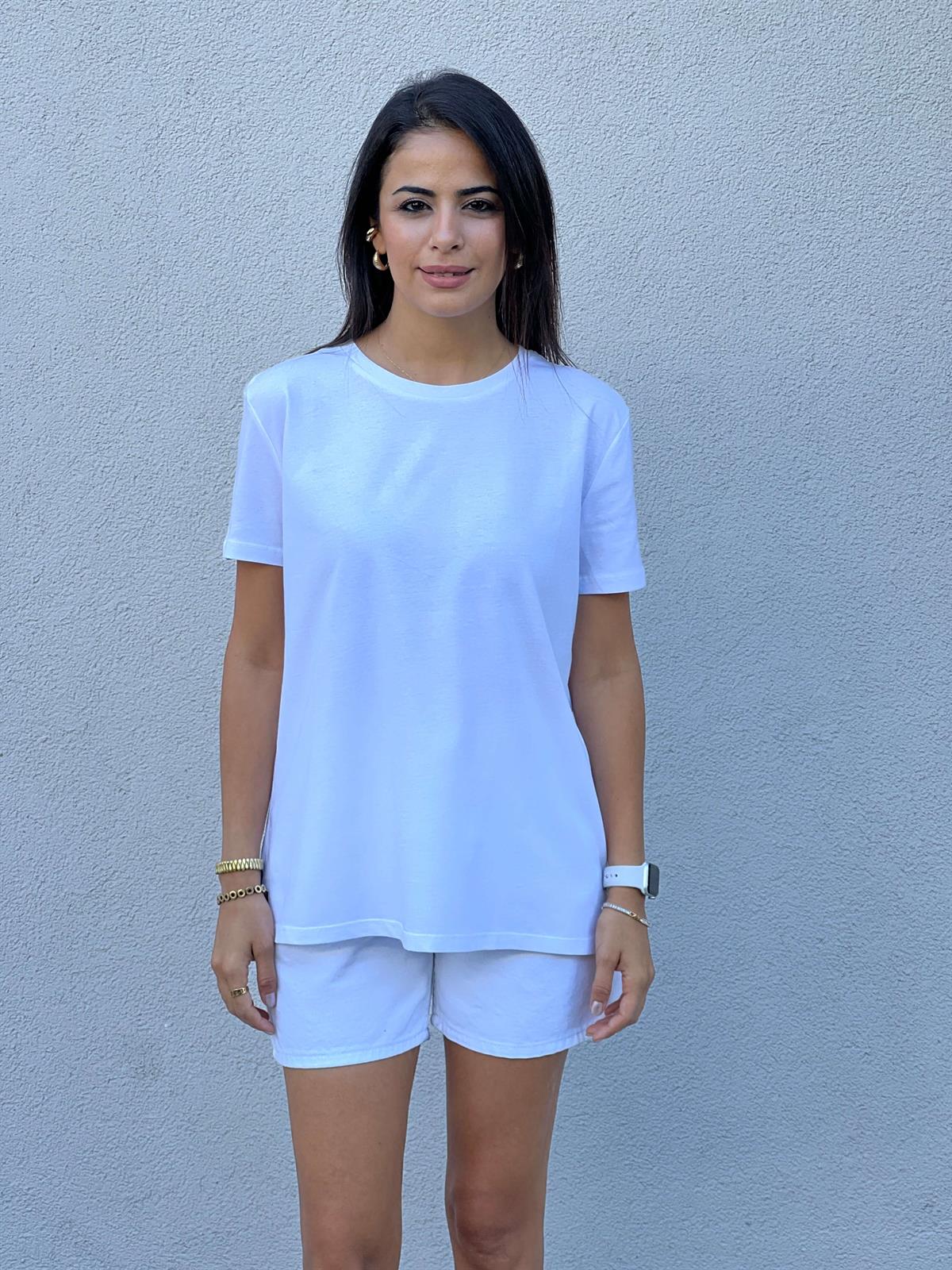 3471 Sıfır Yaka Tshirt Beyaz