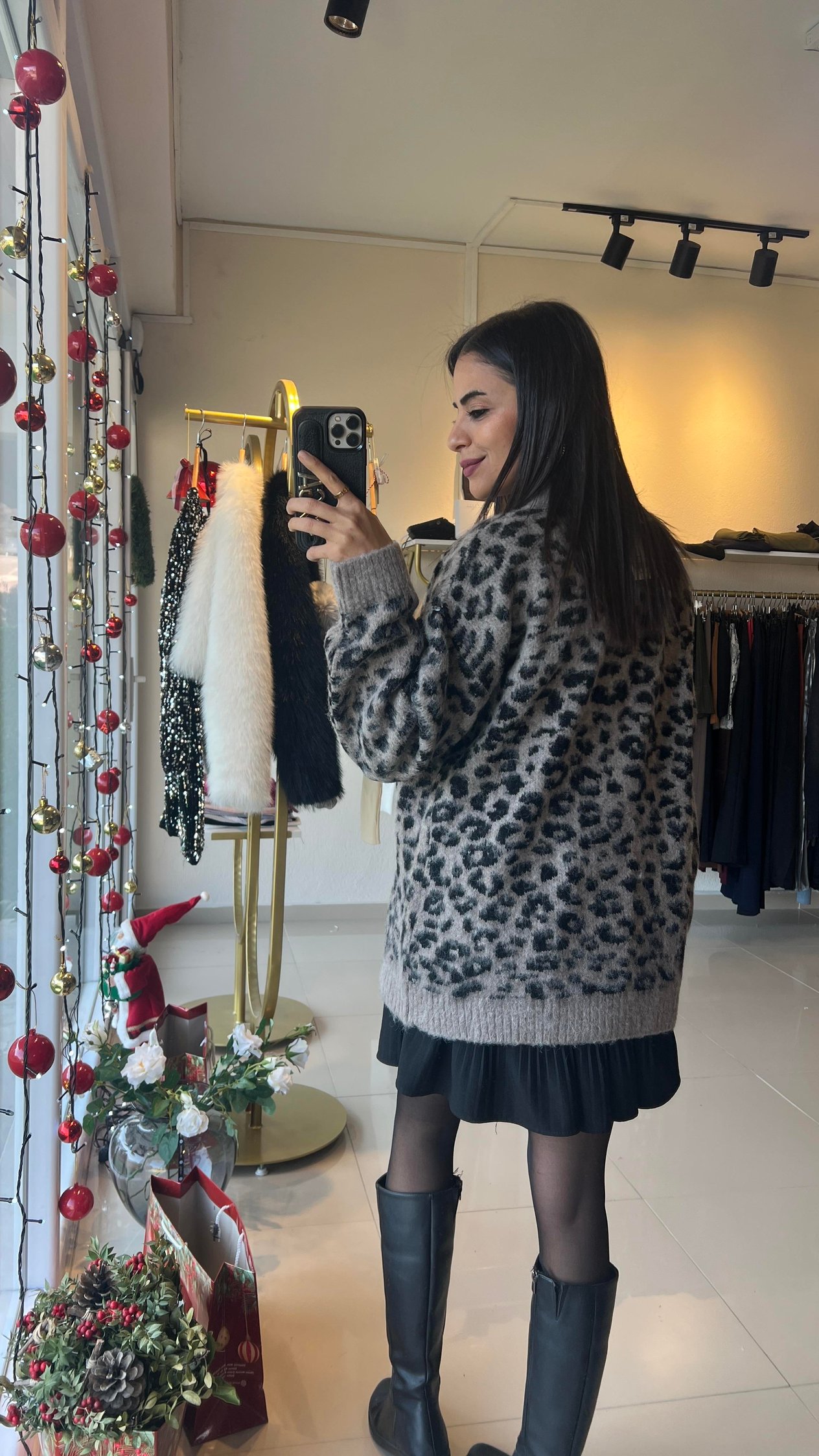 60273 V YAKA LEOPAR ŞARDONLU TRİKO HIRKA