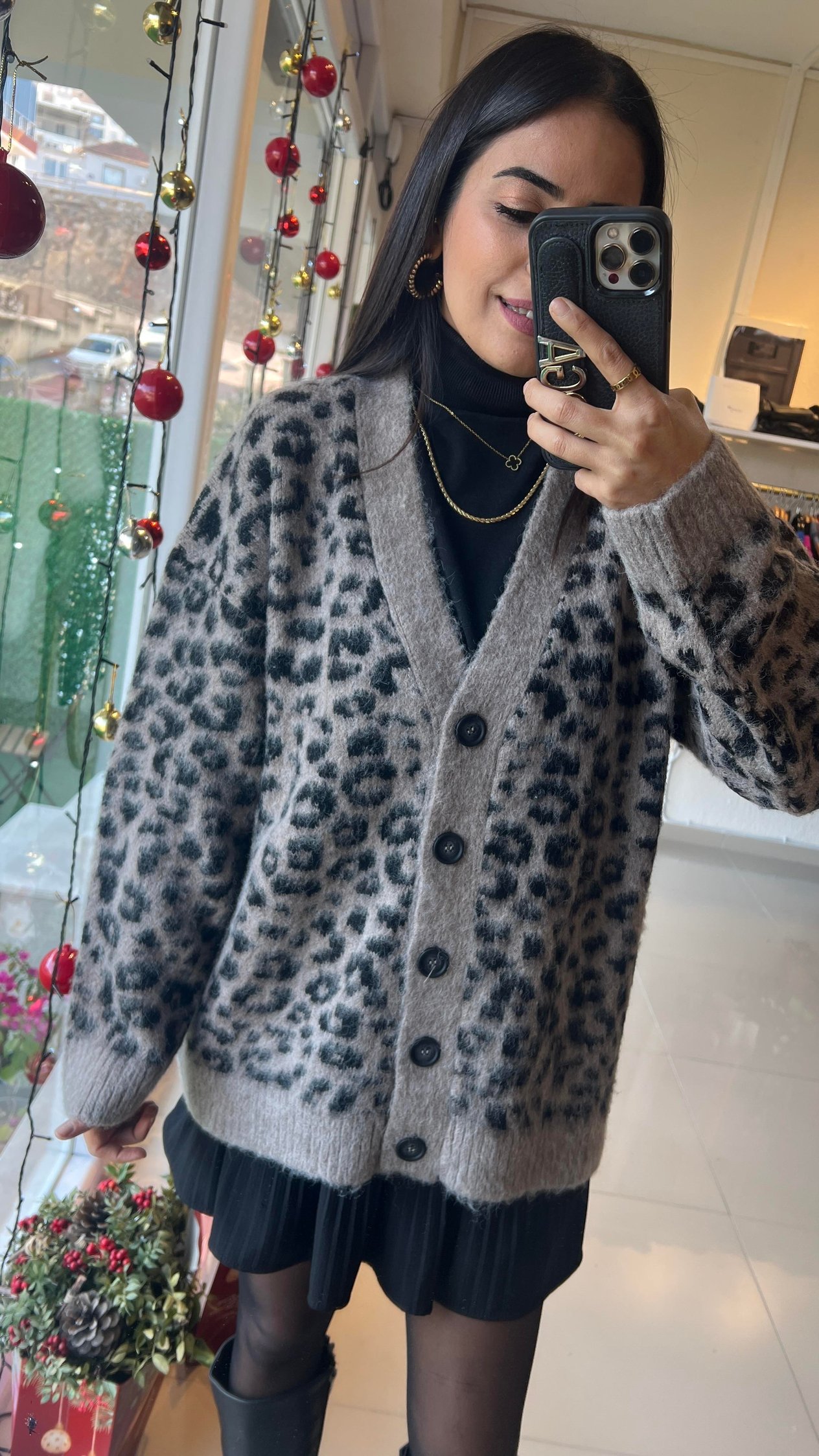 60273 V YAKA LEOPAR ŞARDONLU TRİKO HIRKA