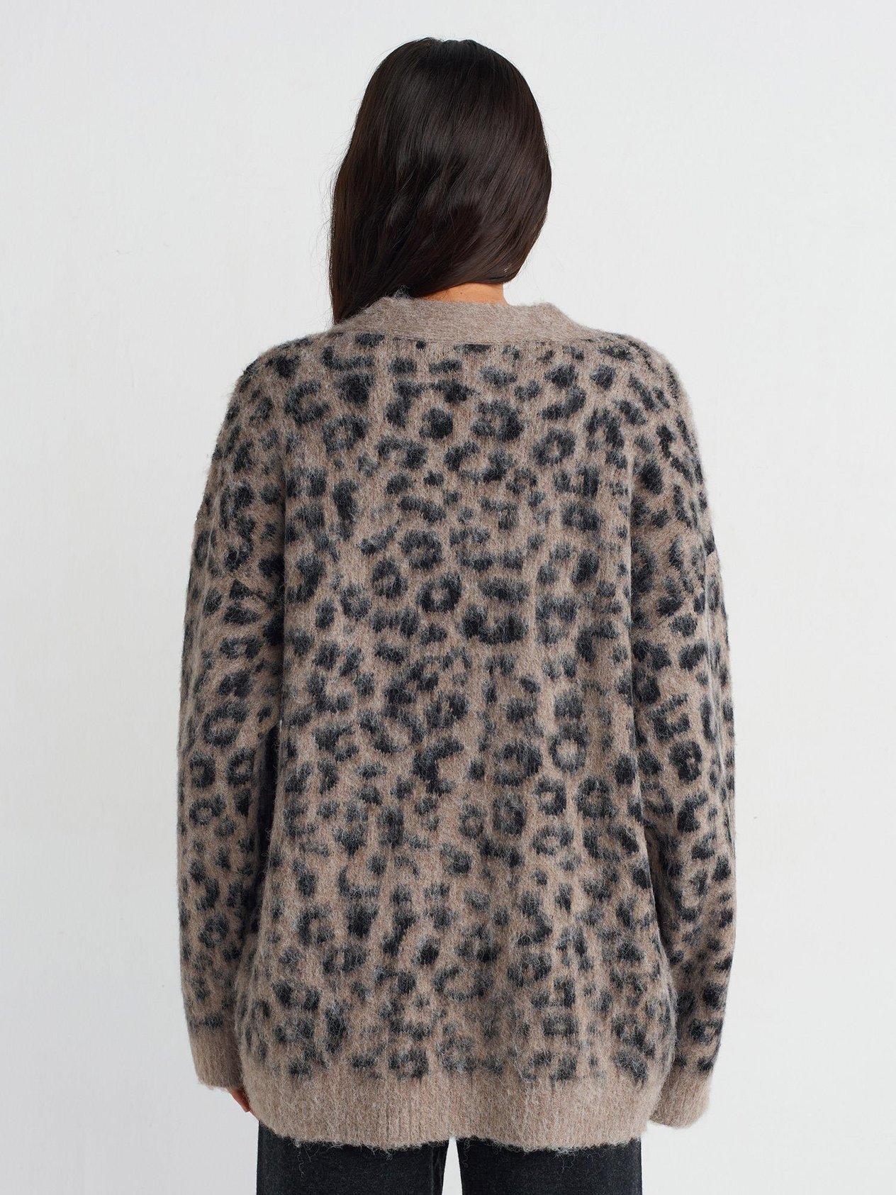 60273 V YAKA LEOPAR ŞARDONLU TRİKO HIRKA