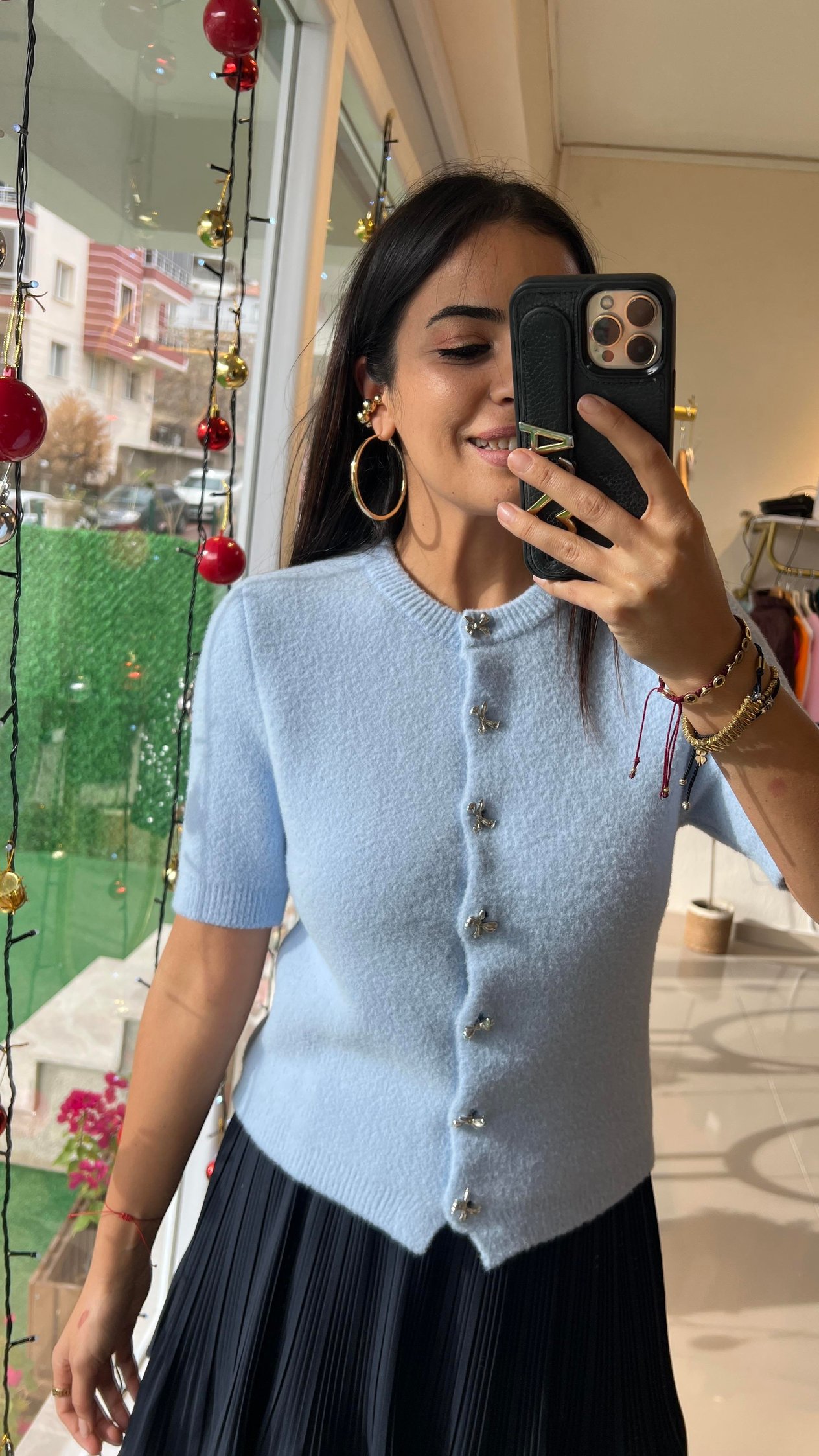 60284 BİSİKLET YAKA YUMUŞAK DOKULU DÜĞMELİ TRİKO HIRKA BEBE MAVİ