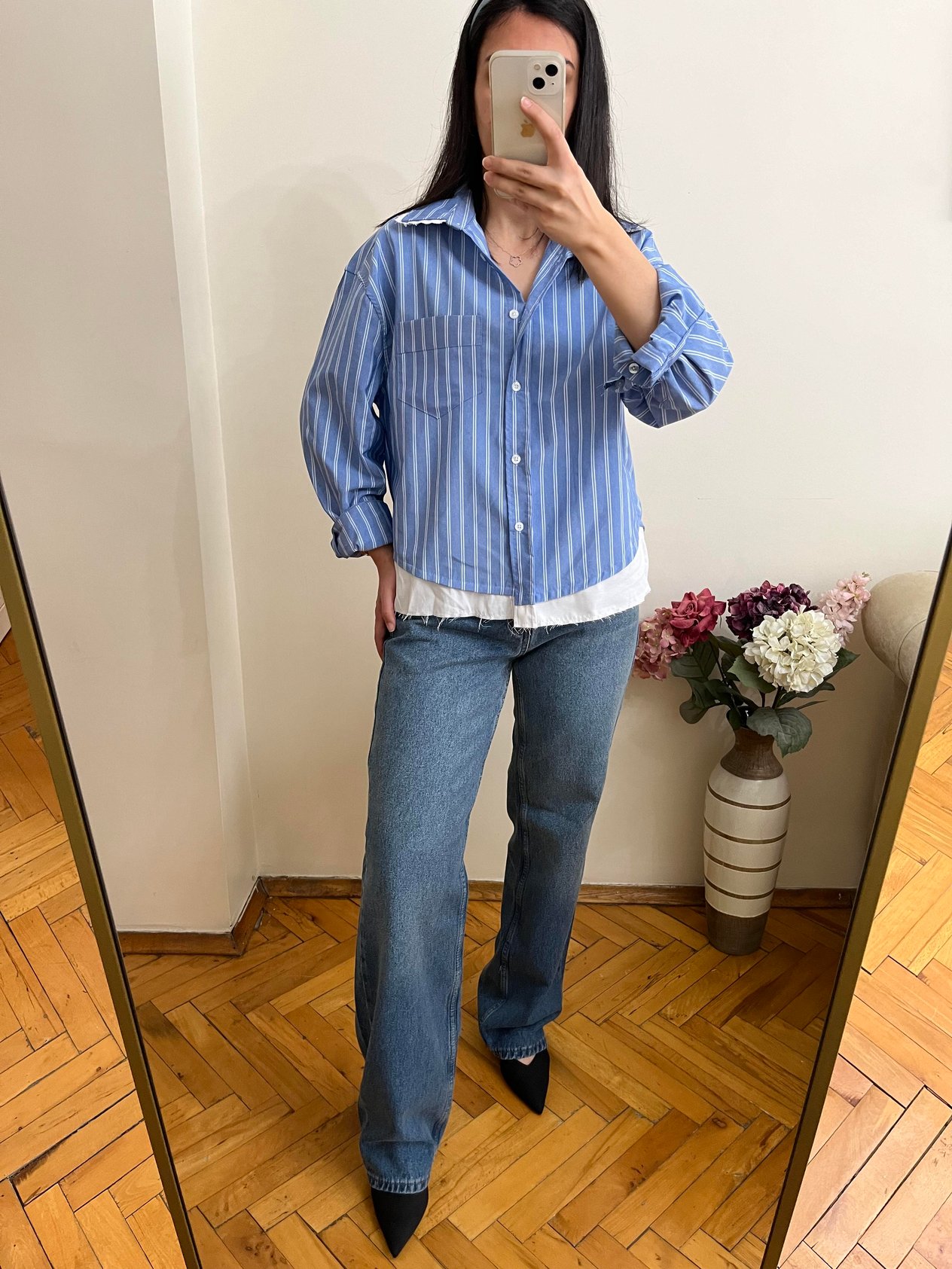 ZR MODEL BEYAZ ÇİZGİLİ GÖMLEK