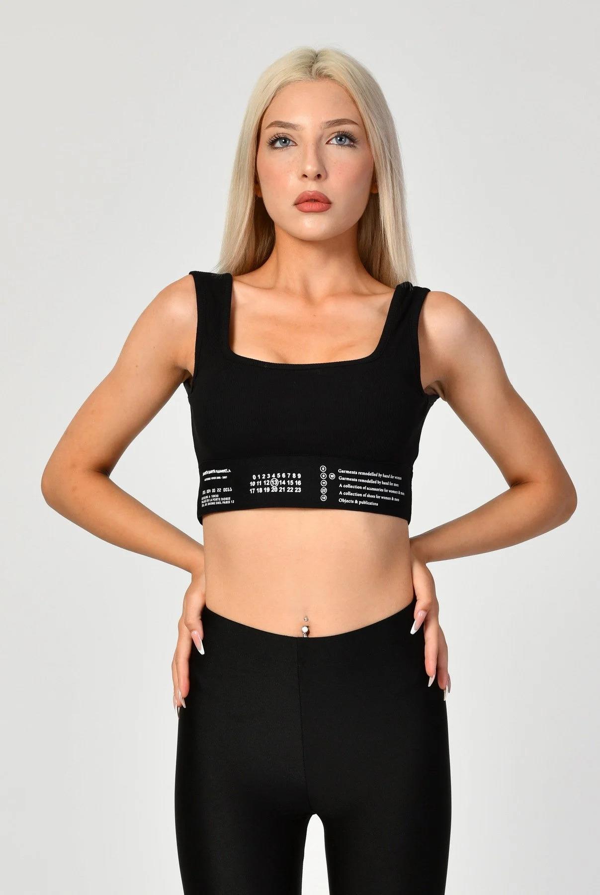 Lastik Detaylı Crop Top Atlet