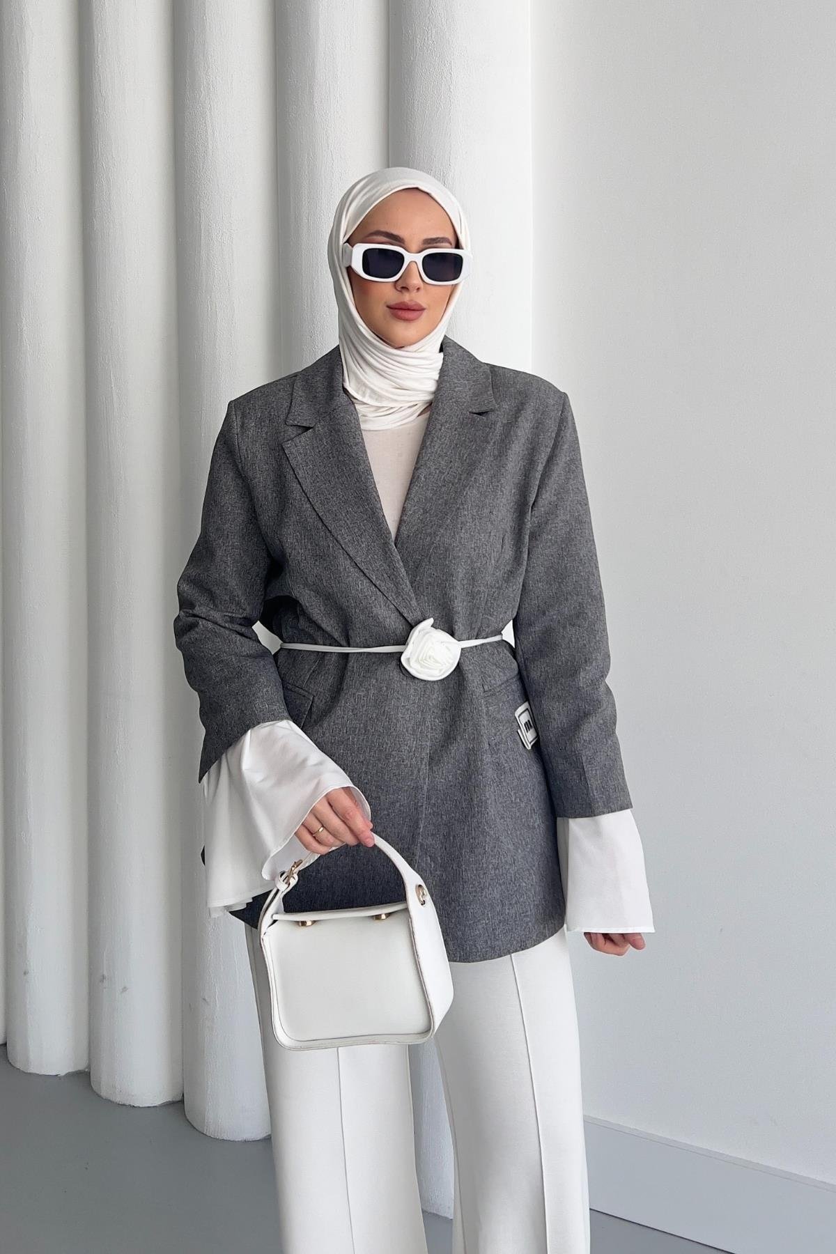 CEKETVolan Kol Blazer Ceket 06076 Antrasit