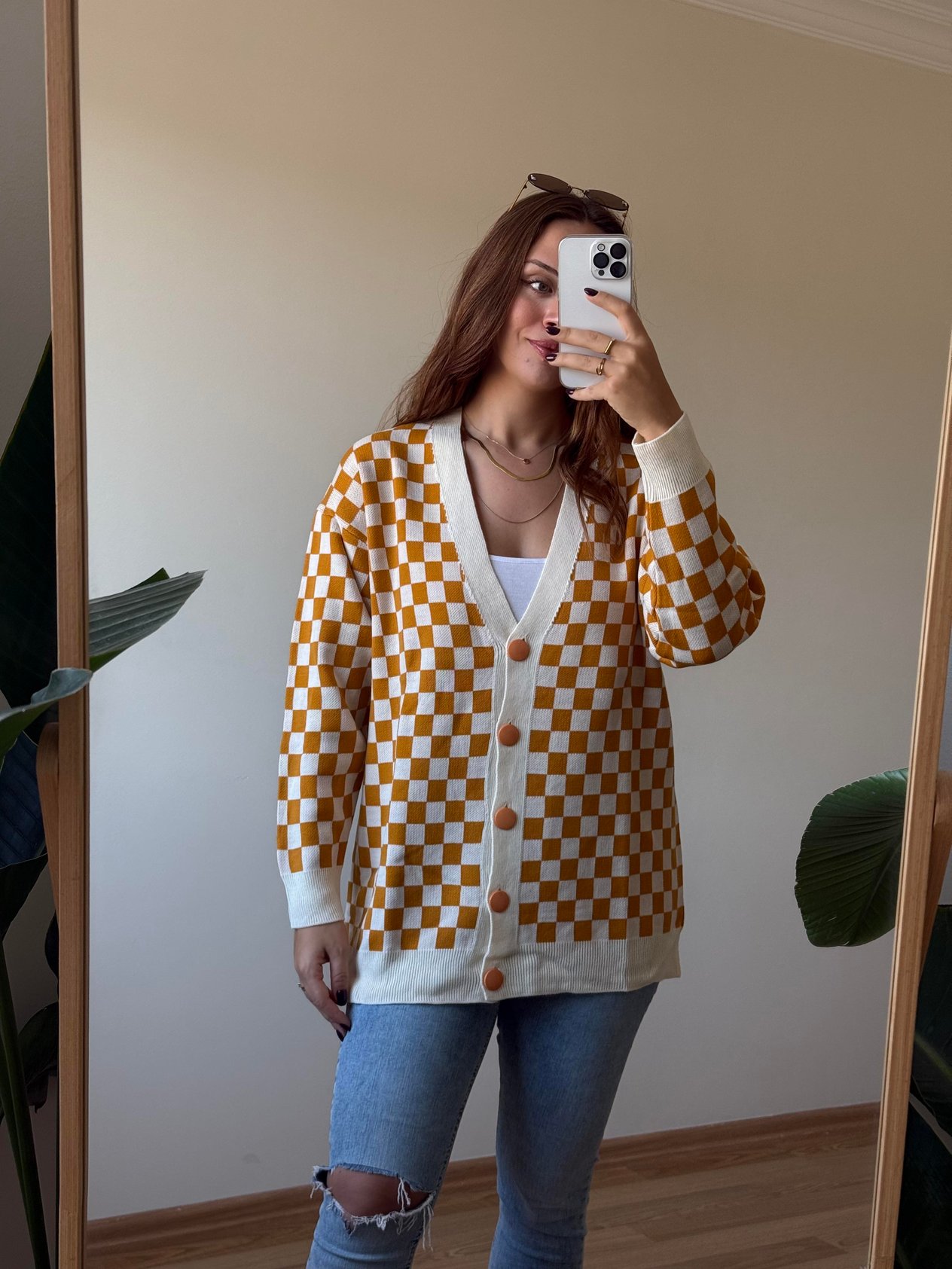 OVERSİZE DÜĞMELİ HIRKA SARI