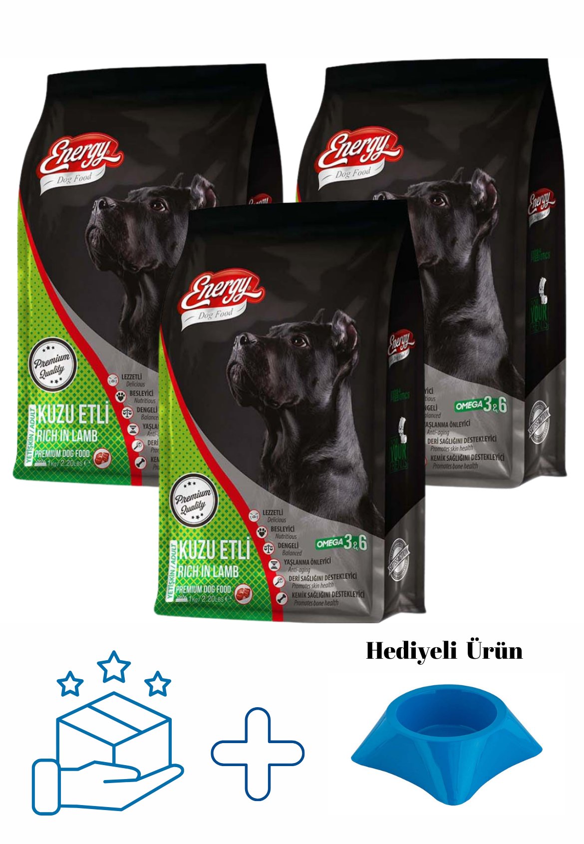 Kuzu Etli Yetişkin Köpek Maması 1 Kg - 3 Adet