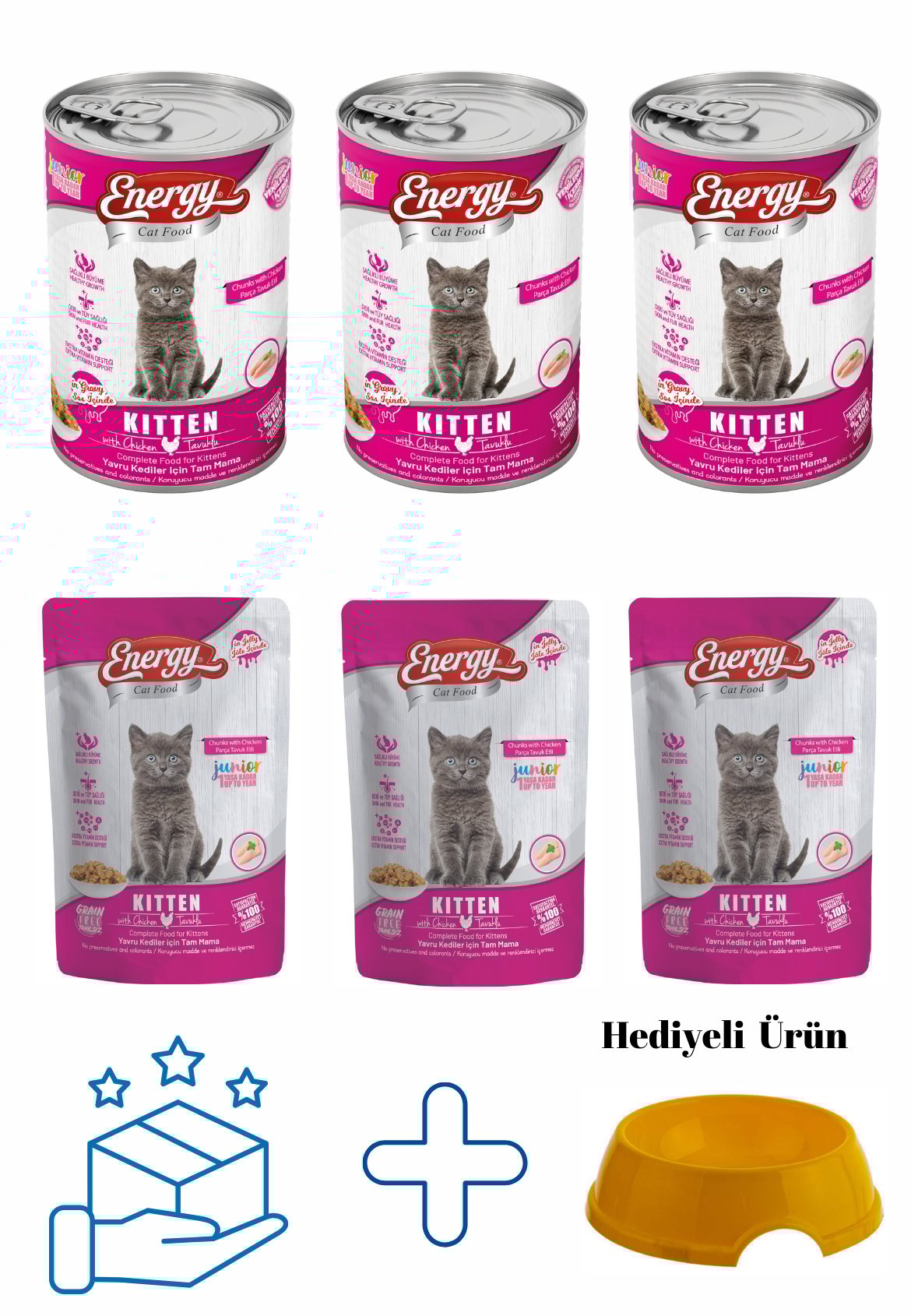 Tavuklu Yavru Yaş Konserve 400 Gr Ve Tavuklu Yavru Pouch 85 Gr - 3'er Adet