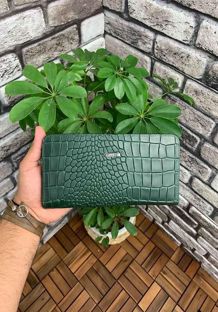 Guard Croco Yeşil Deri Kadın Cüzdanı & El Çantası