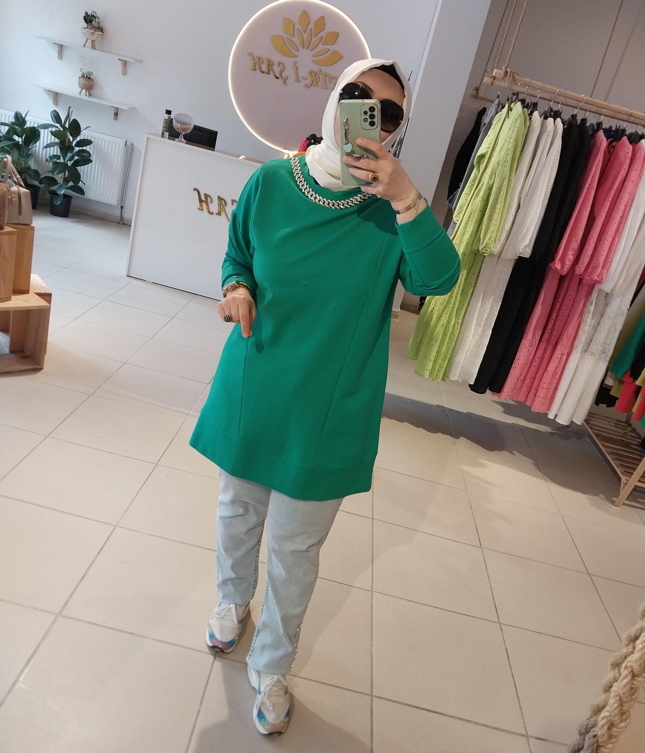 MOODBASİC YAKASI ZİNCİRLİ SWEAT SHİRT YEŞİL MB21.239 