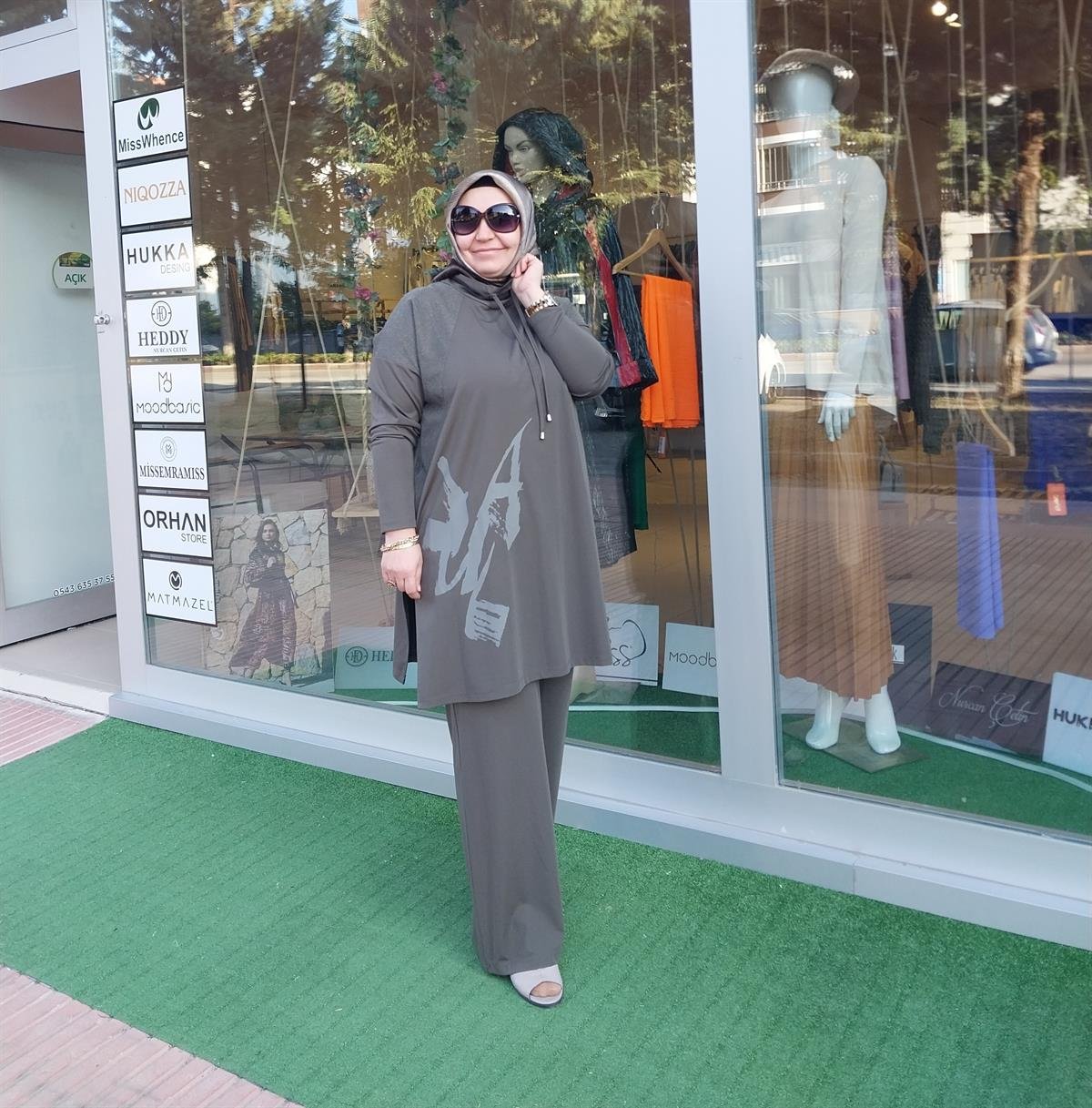 NURCAN ÇETİN FİLE DETAYLI PANTOLONLU TAKIM VİZON 24419