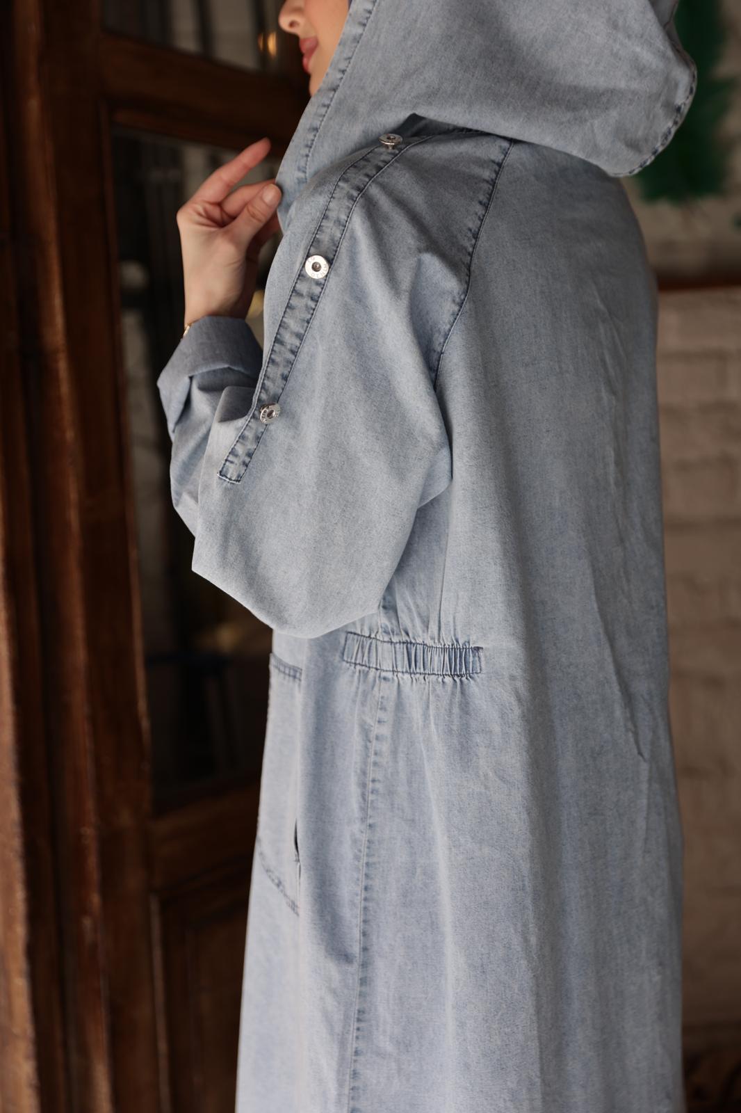 Kapşonlu Denim Trençkot