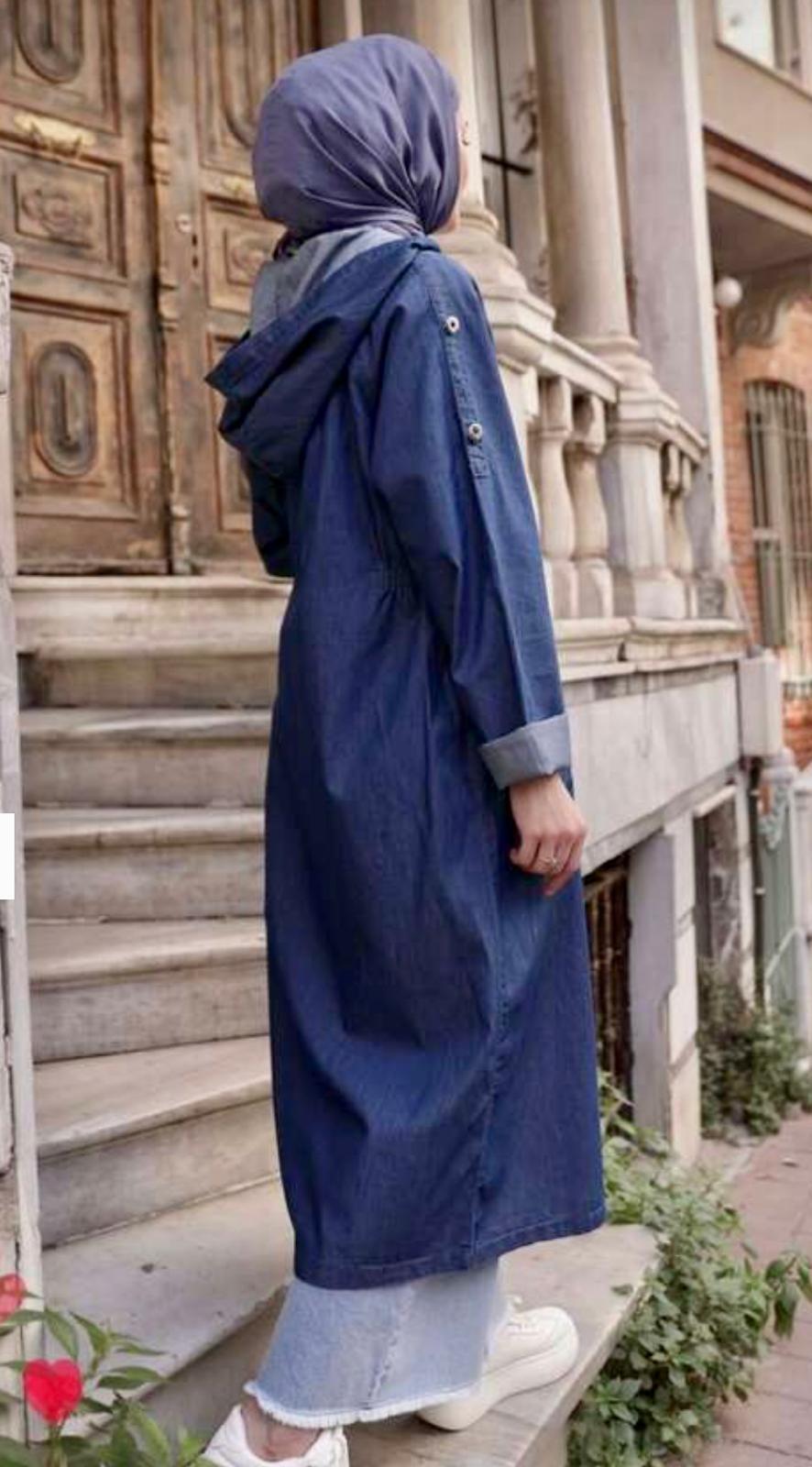 Kapşonlu Denim Trençkot