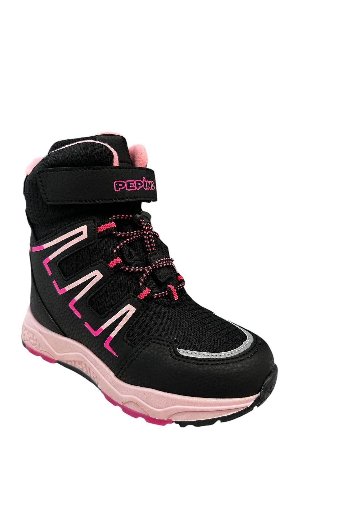 Pepino PK24-1361 Patik Kız Çocuk Kar Botu Siyah Pembe