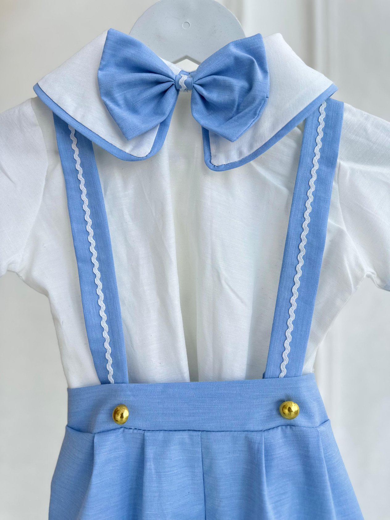 Bebe Mavi Poplin Kumaş Salopet Alt Üst Takım