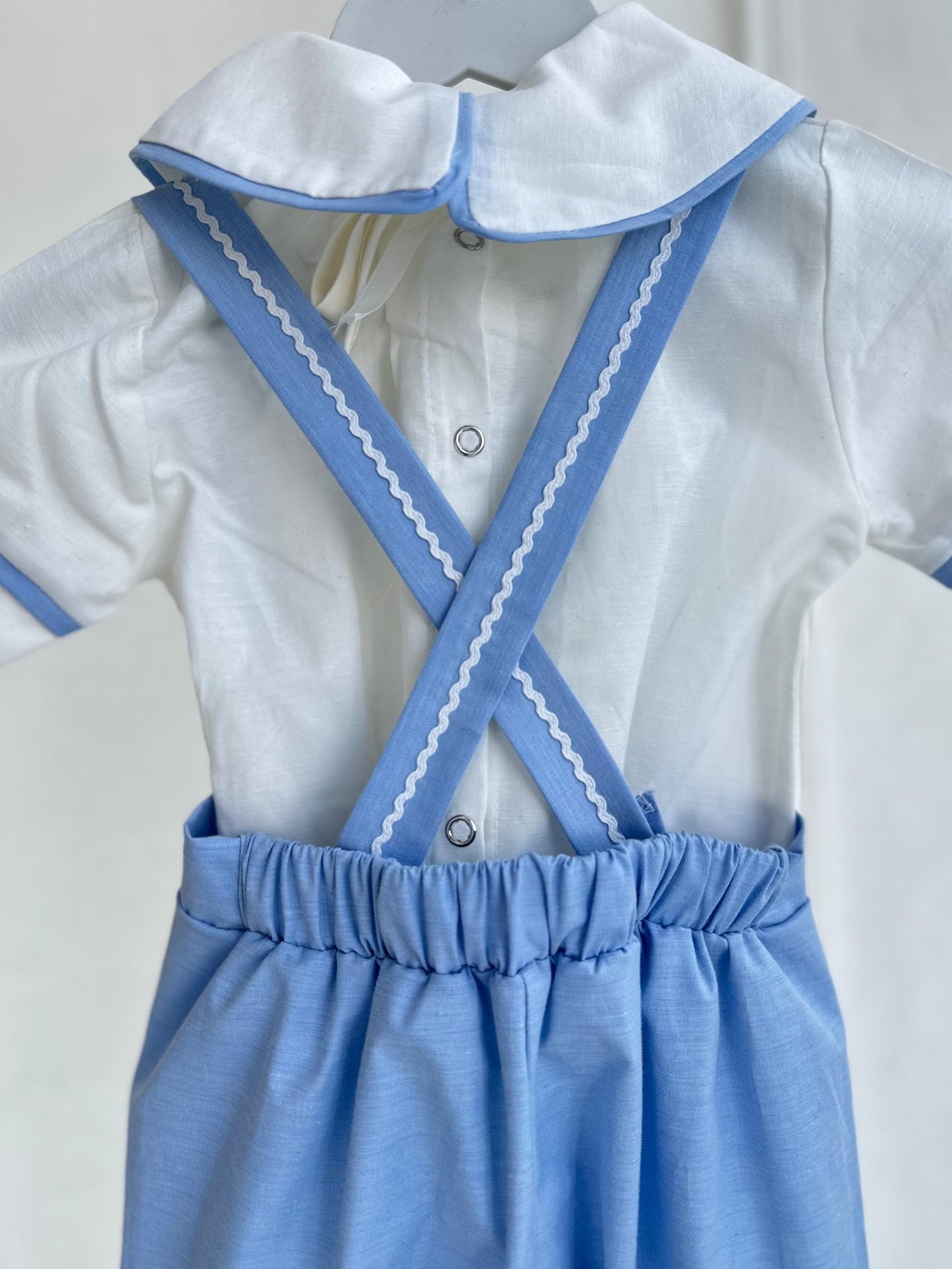 Bebe Mavi Poplin Kumaş Salopet Alt Üst Takım