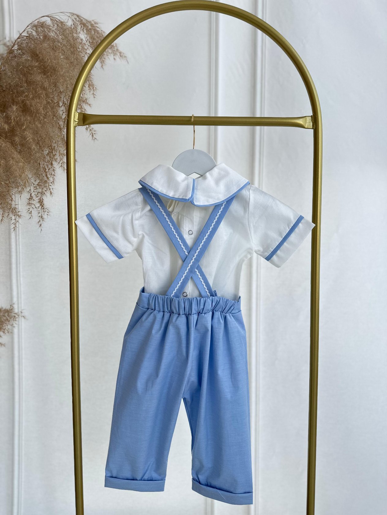 Bebe Mavi Poplin Kumaş Salopet Alt Üst Takım