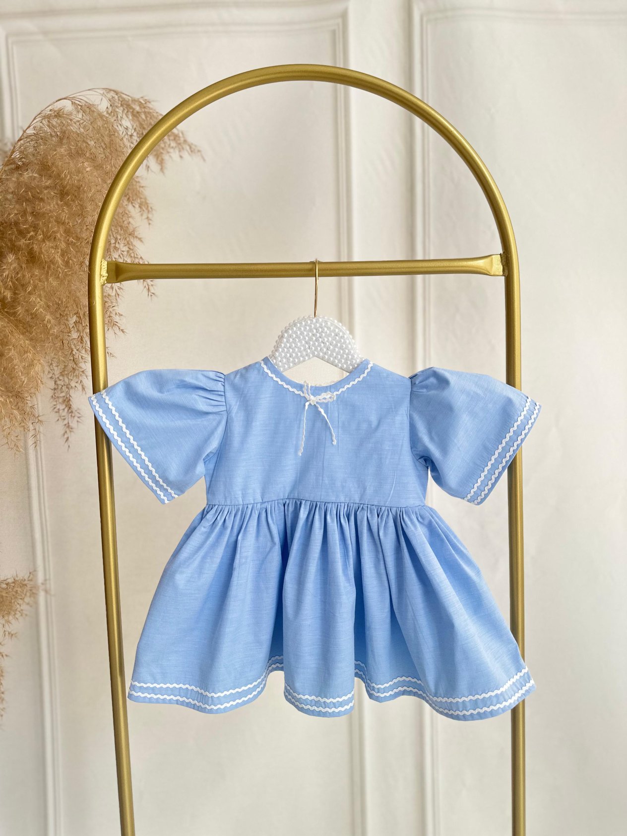 Bebe Mavi Poplin Kumaş Sütaşı Detaylı Elbise
