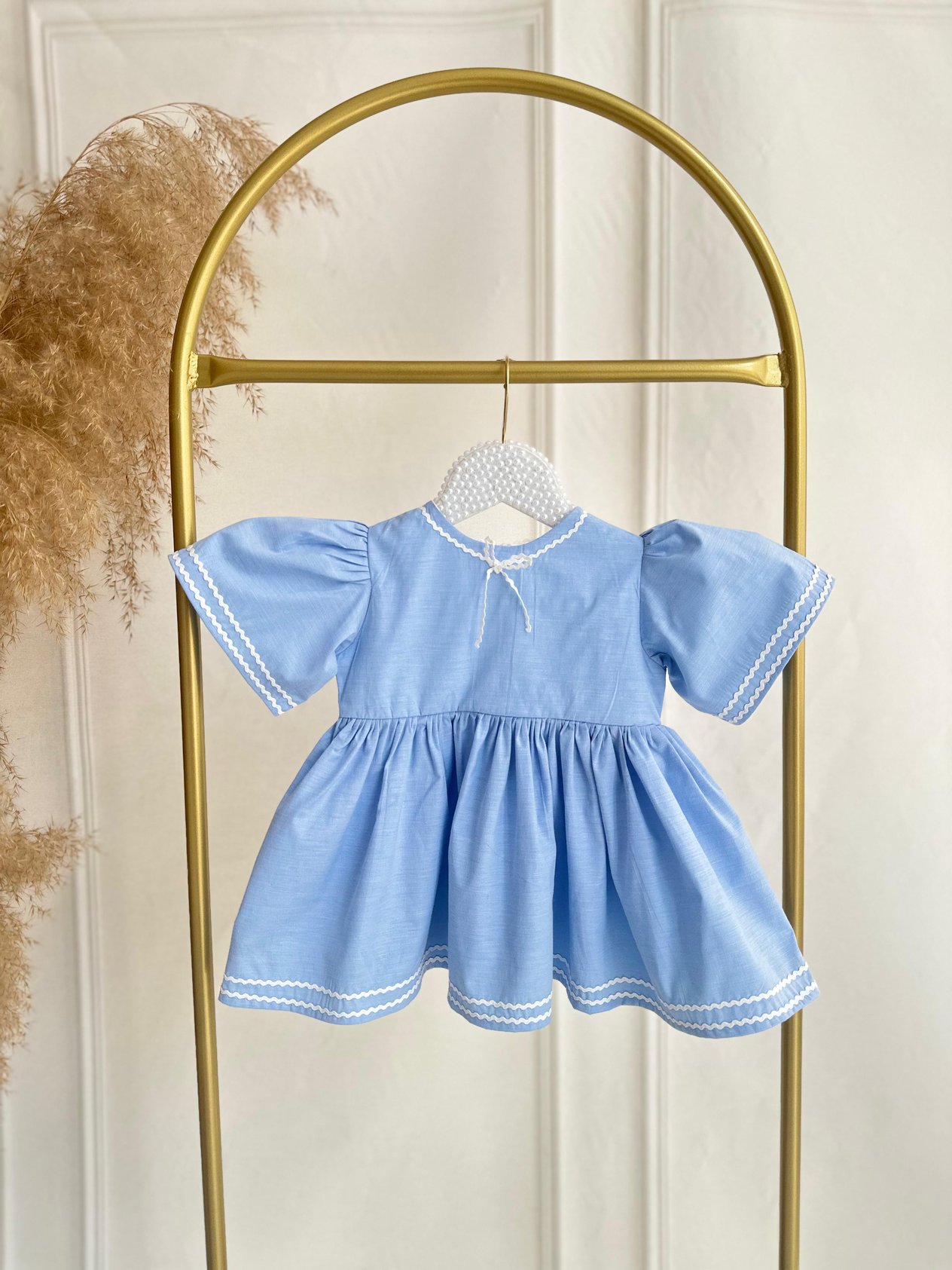Bebe Mavi Poplin Kumaş Sütaşı Detaylı Elbise