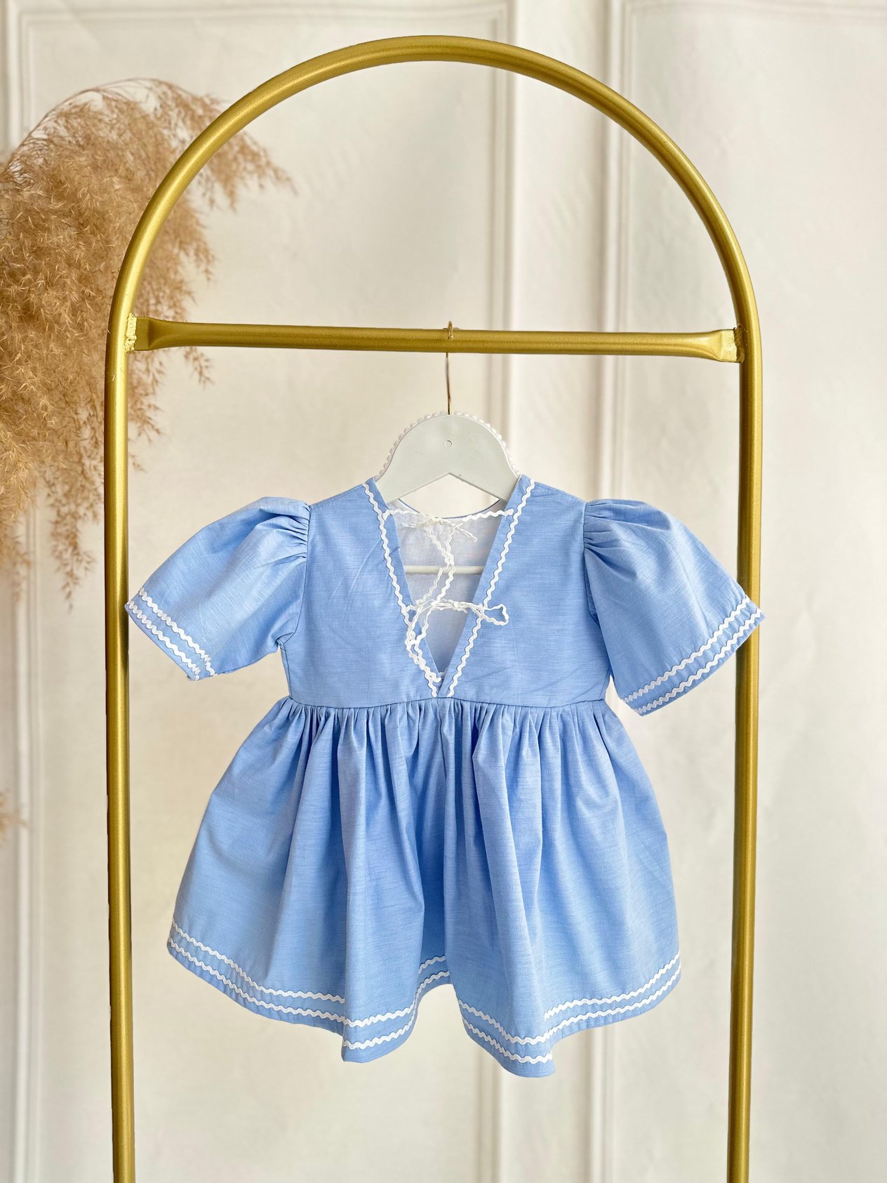 Bebe Mavi Poplin Kumaş Sütaşı Detaylı Elbise