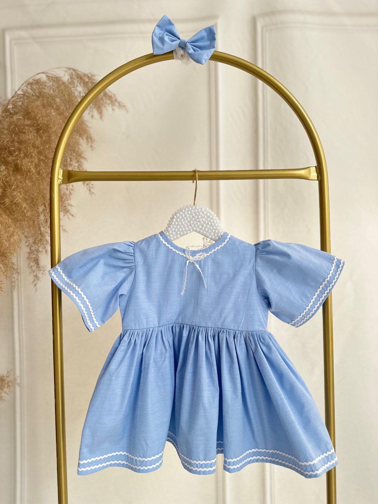 Bebe Mavi Poplin Kumaş Sütaşı Detaylı Elbise
