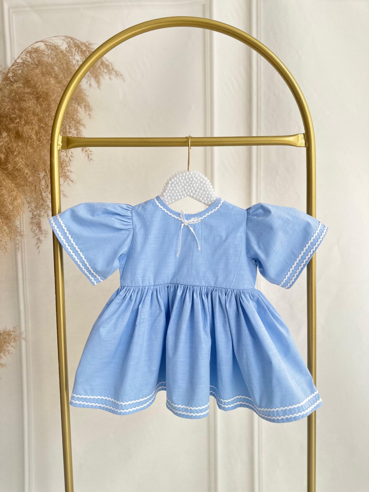 Bebe Mavi Poplin Kumaş Sütaşı Detaylı Elbise
