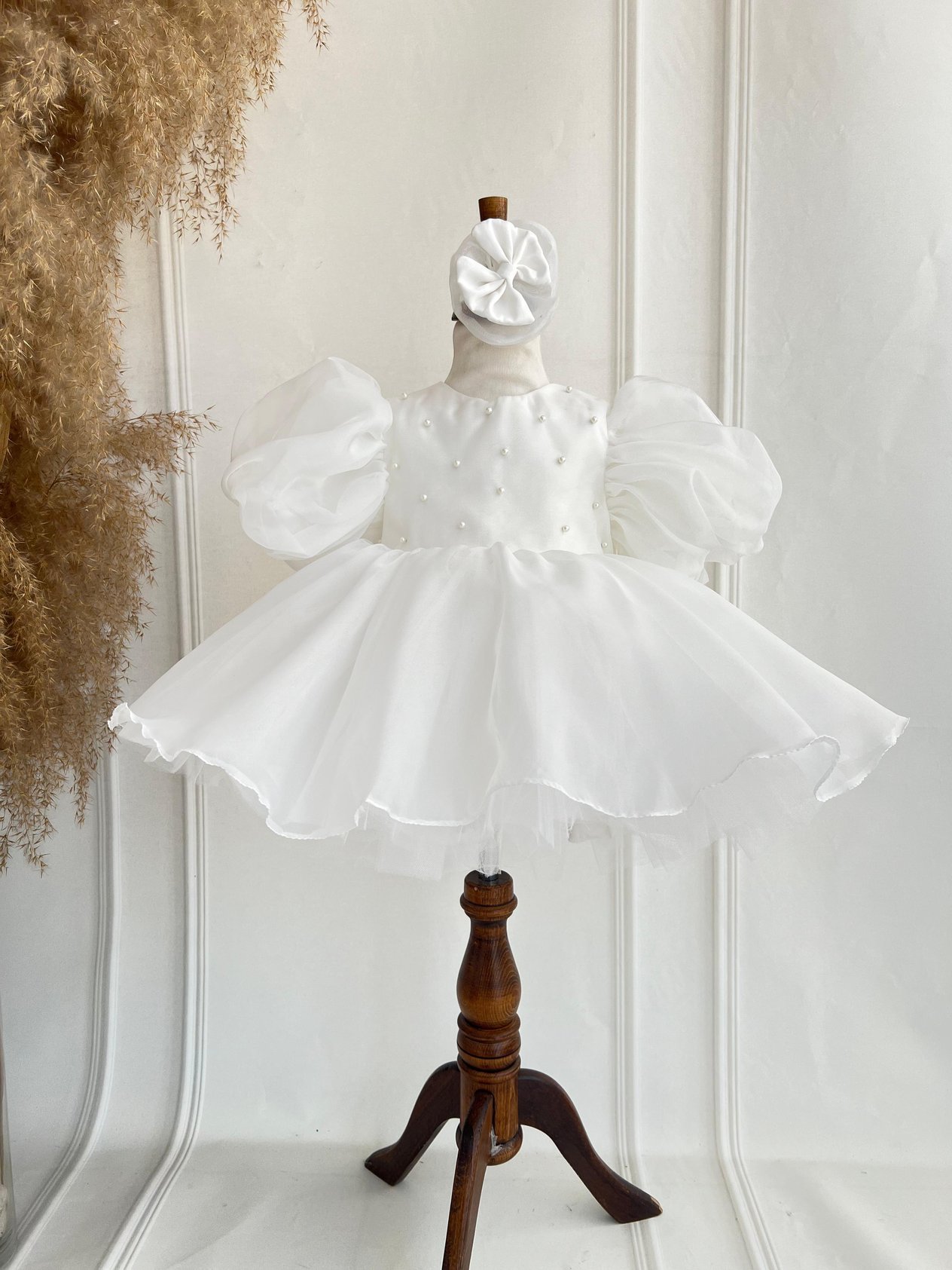 White Pearl Organza Birthday Dress