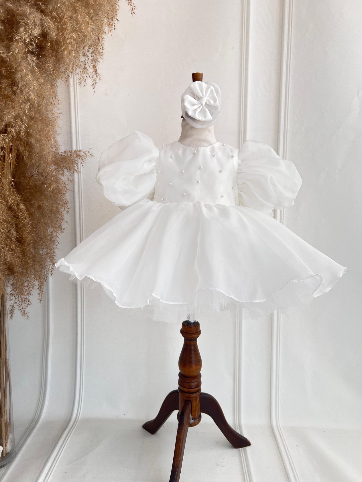 White Pearl Organza Birthday Dress