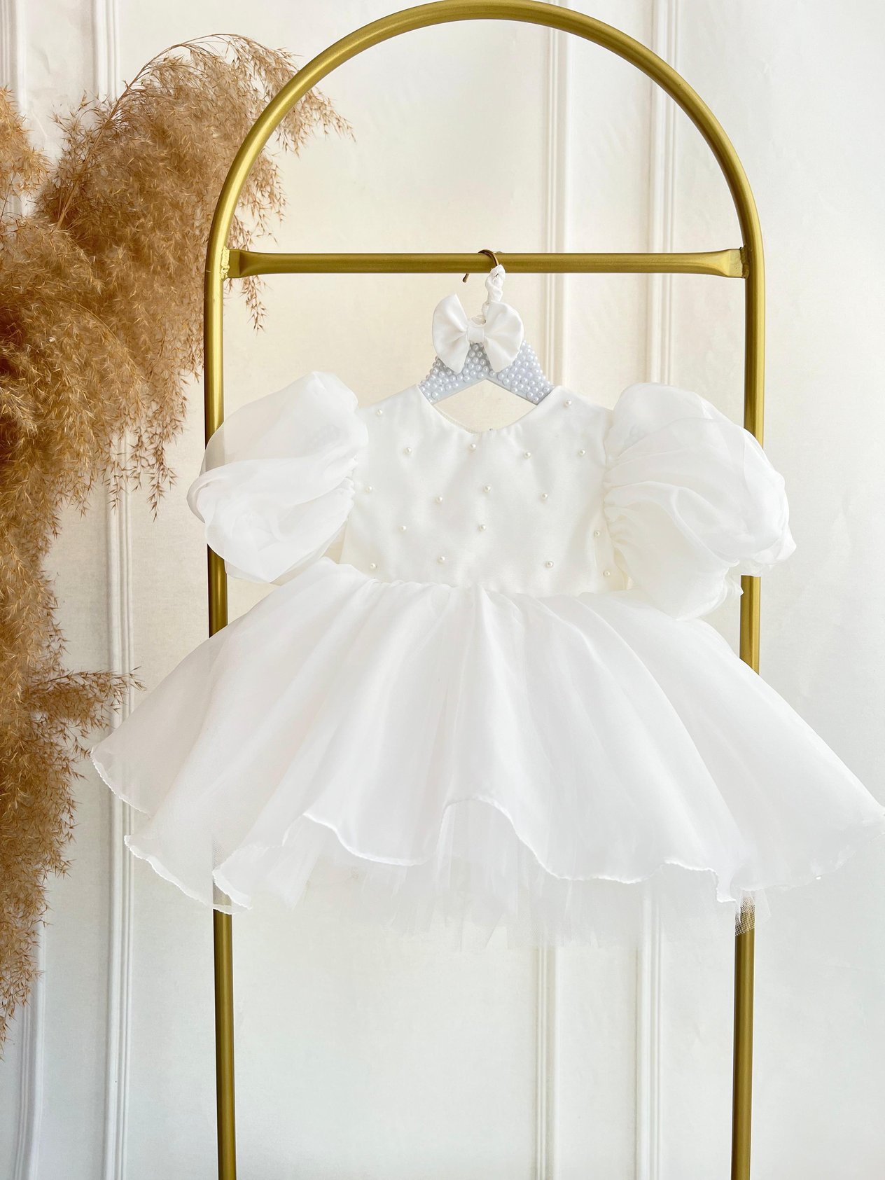 White Pearl Organza Birthday Dress