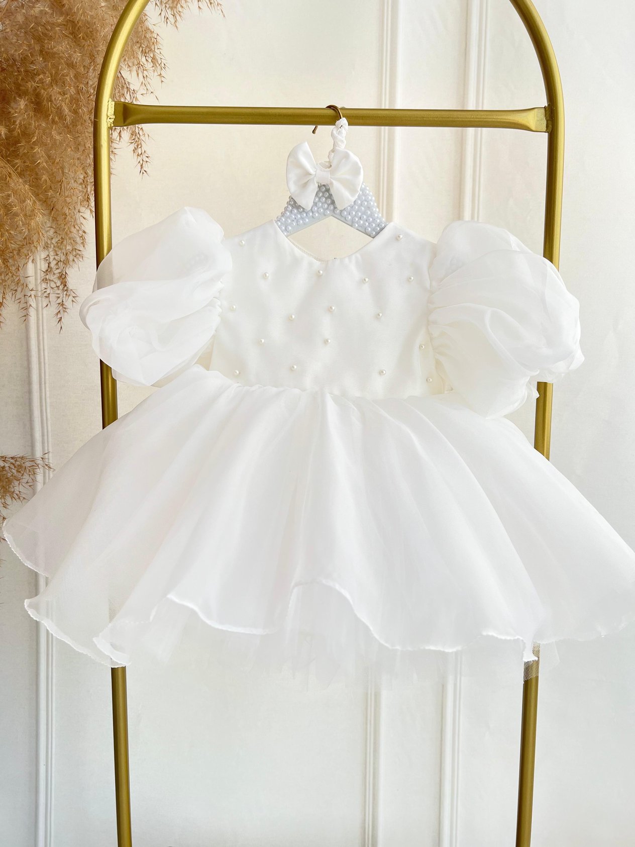 White Pearl Organza Birthday Dress