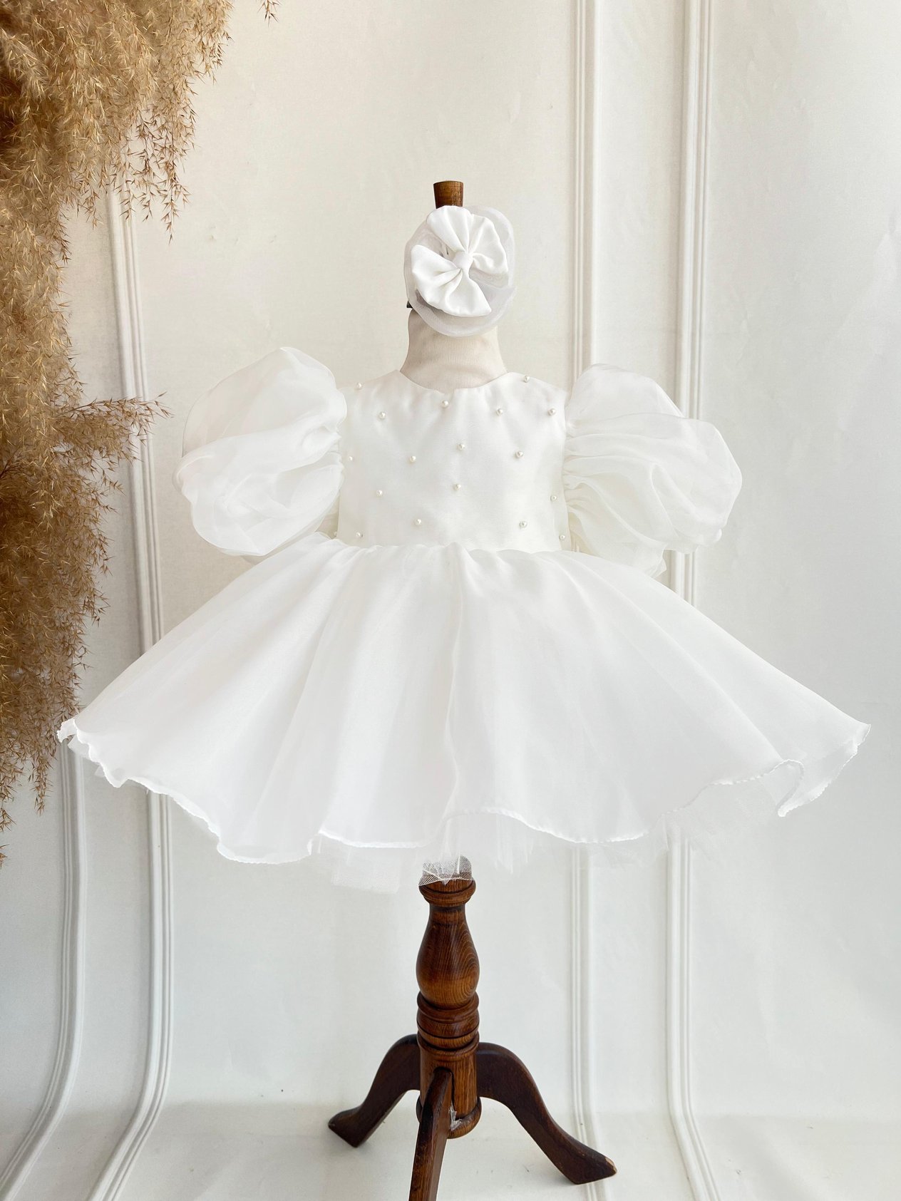 White Pearl Organza Birthday Dress