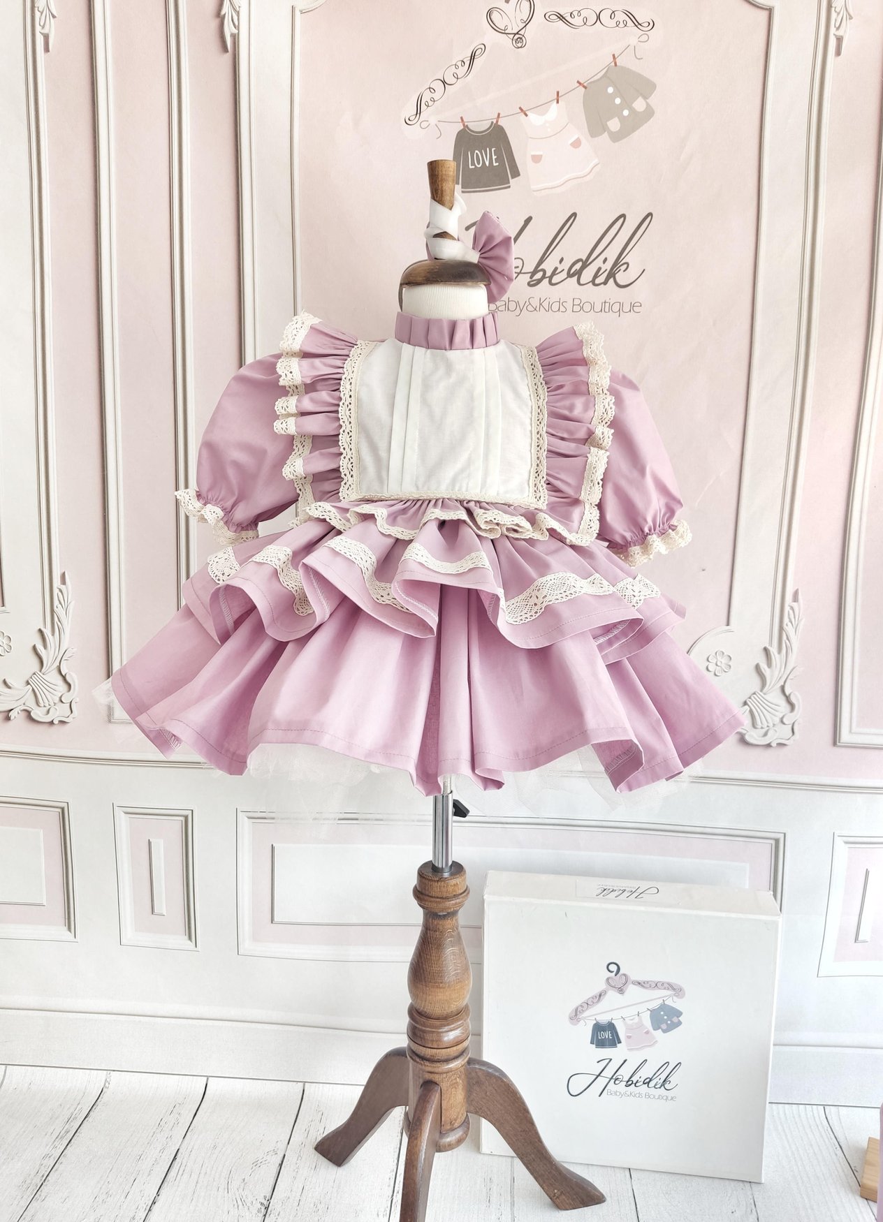 Pembe Fırfırlı Kabarık Elbise