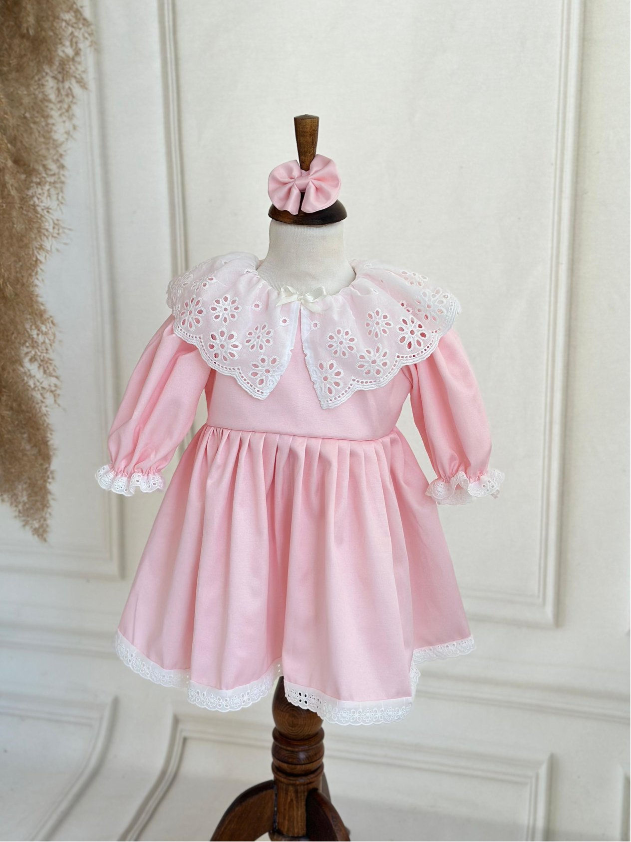 Pembe Fisto Yakalı Elbise Set