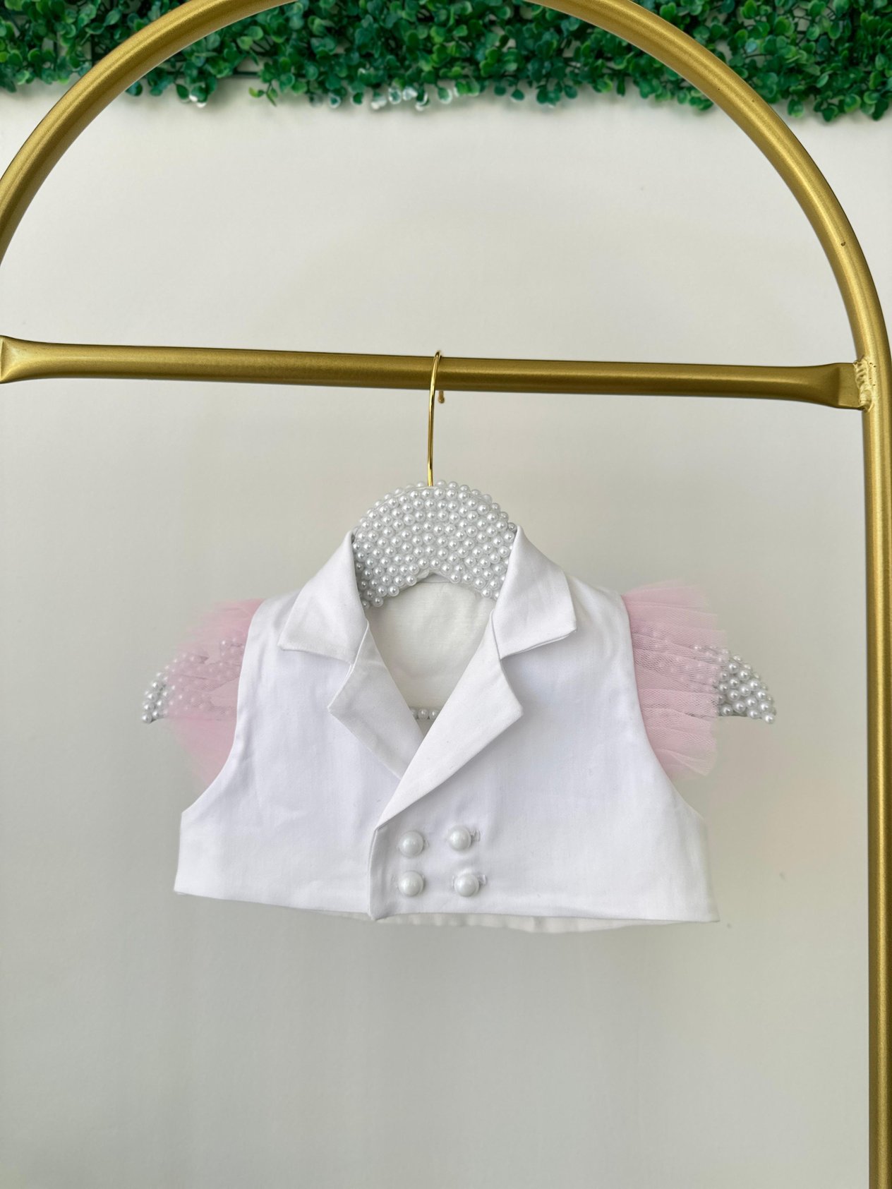 Pembe Tüllü Düğme Detaylı Crop Etek Takım