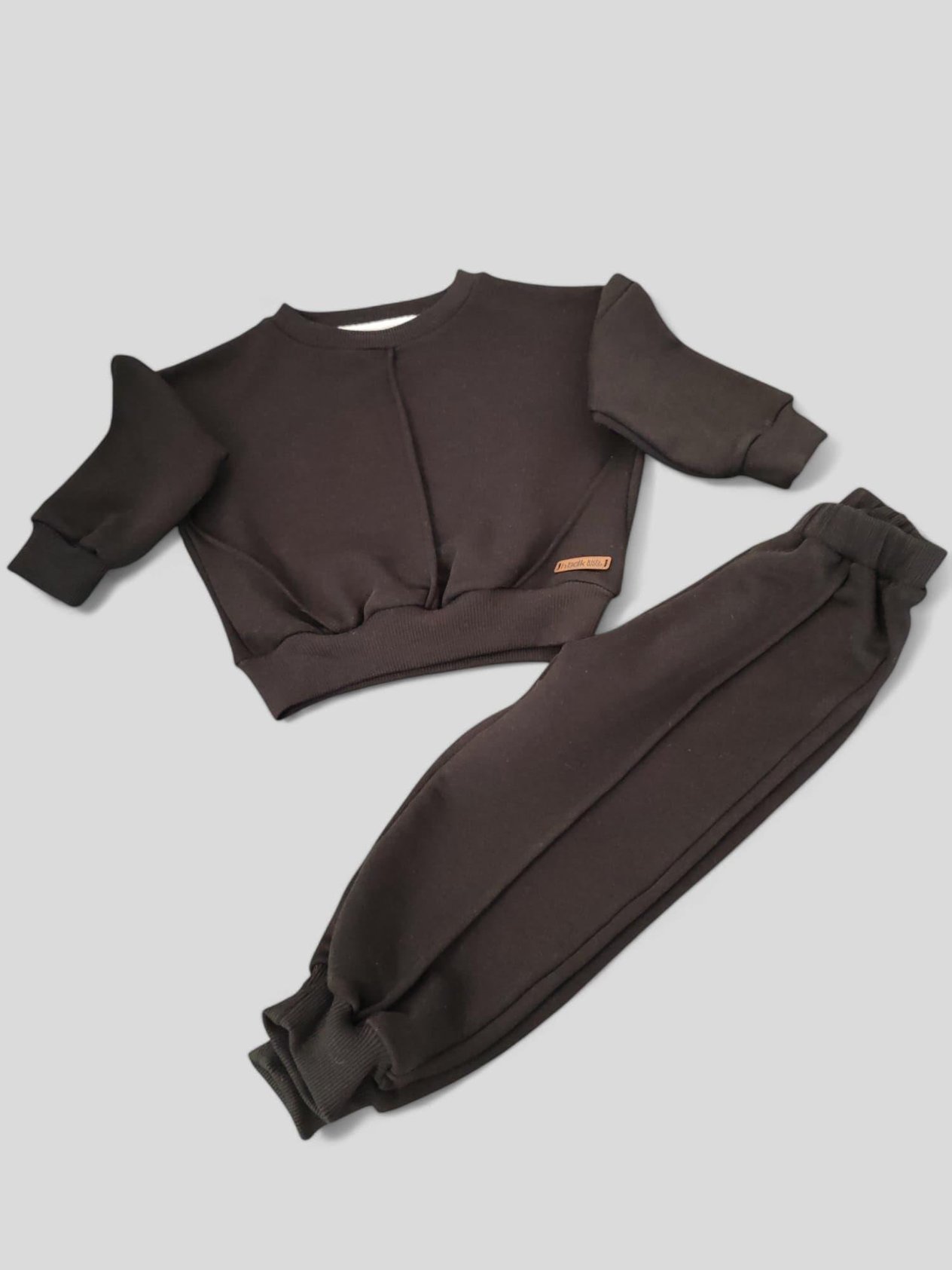 Unisex Siyah Nervür Detaylı Alt Üst Takım