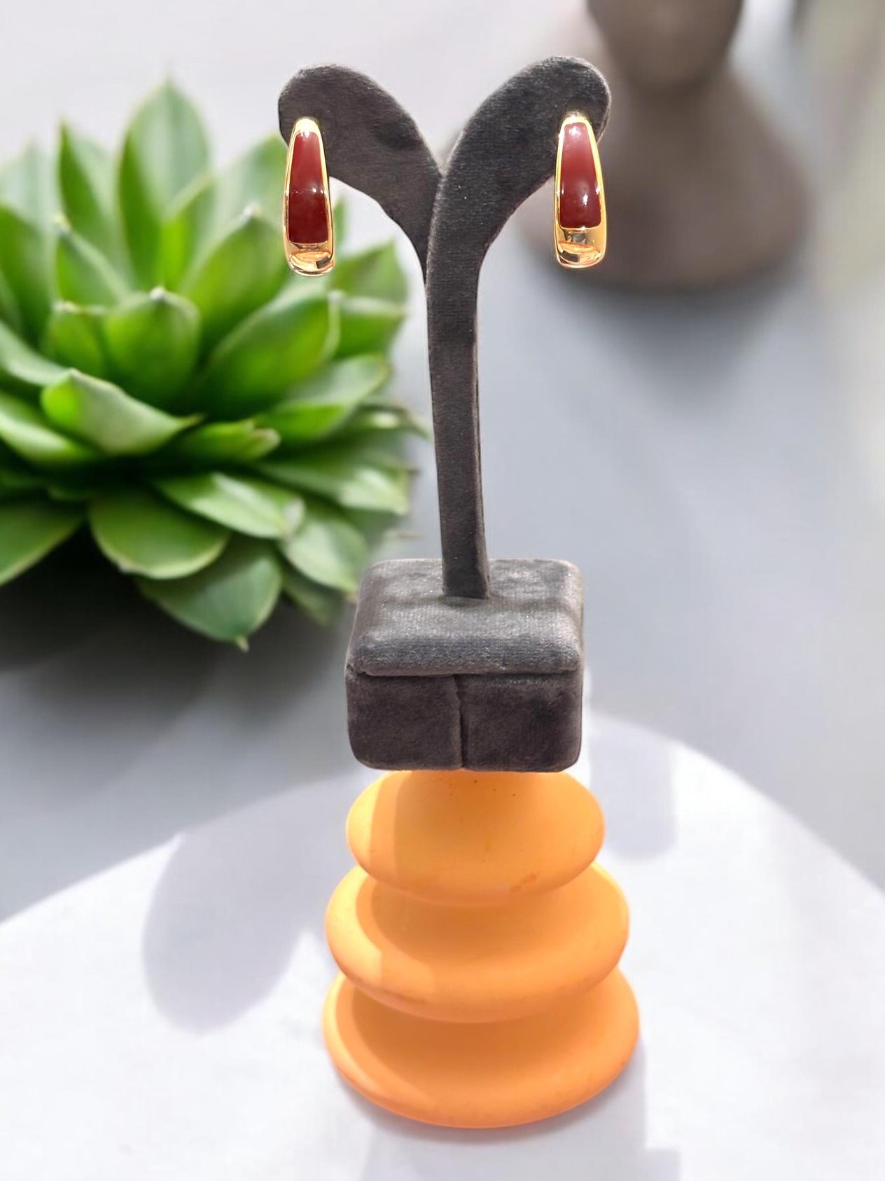 Bordo Mineli Gold Küpe