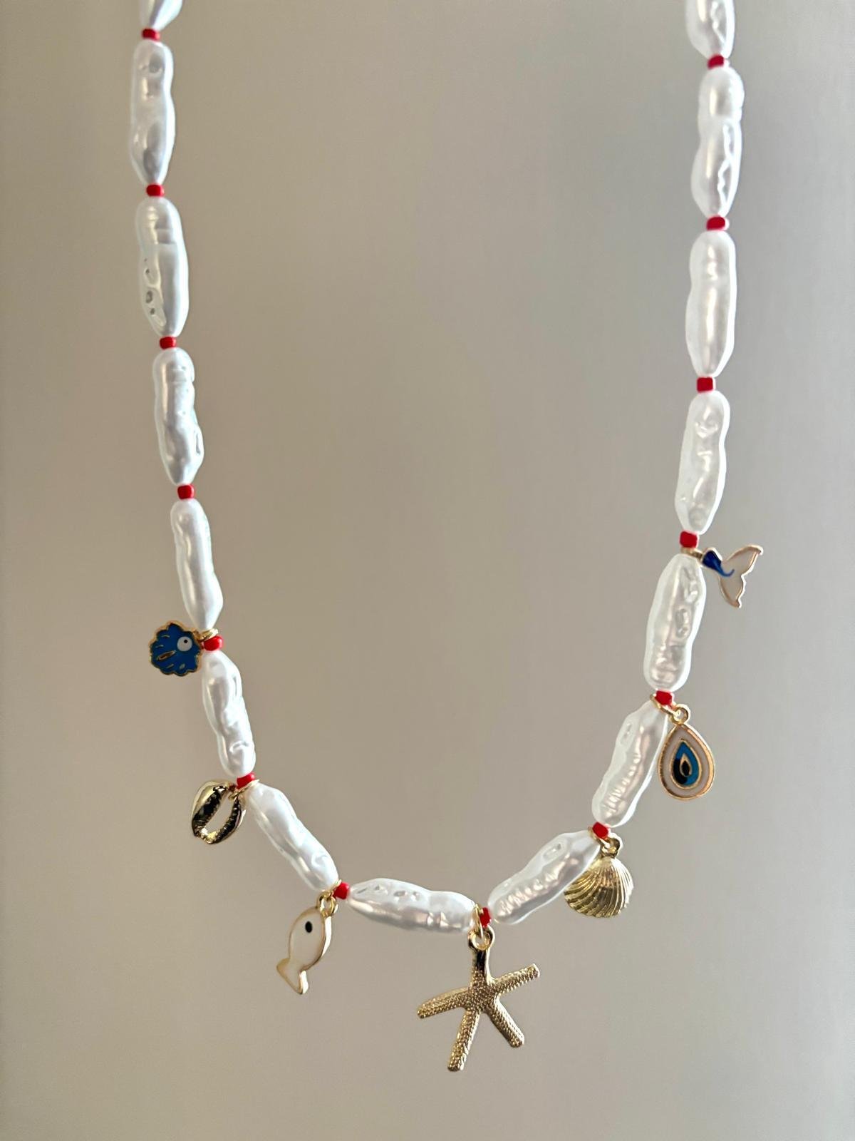 İncili Charm Yaz Kolyesi